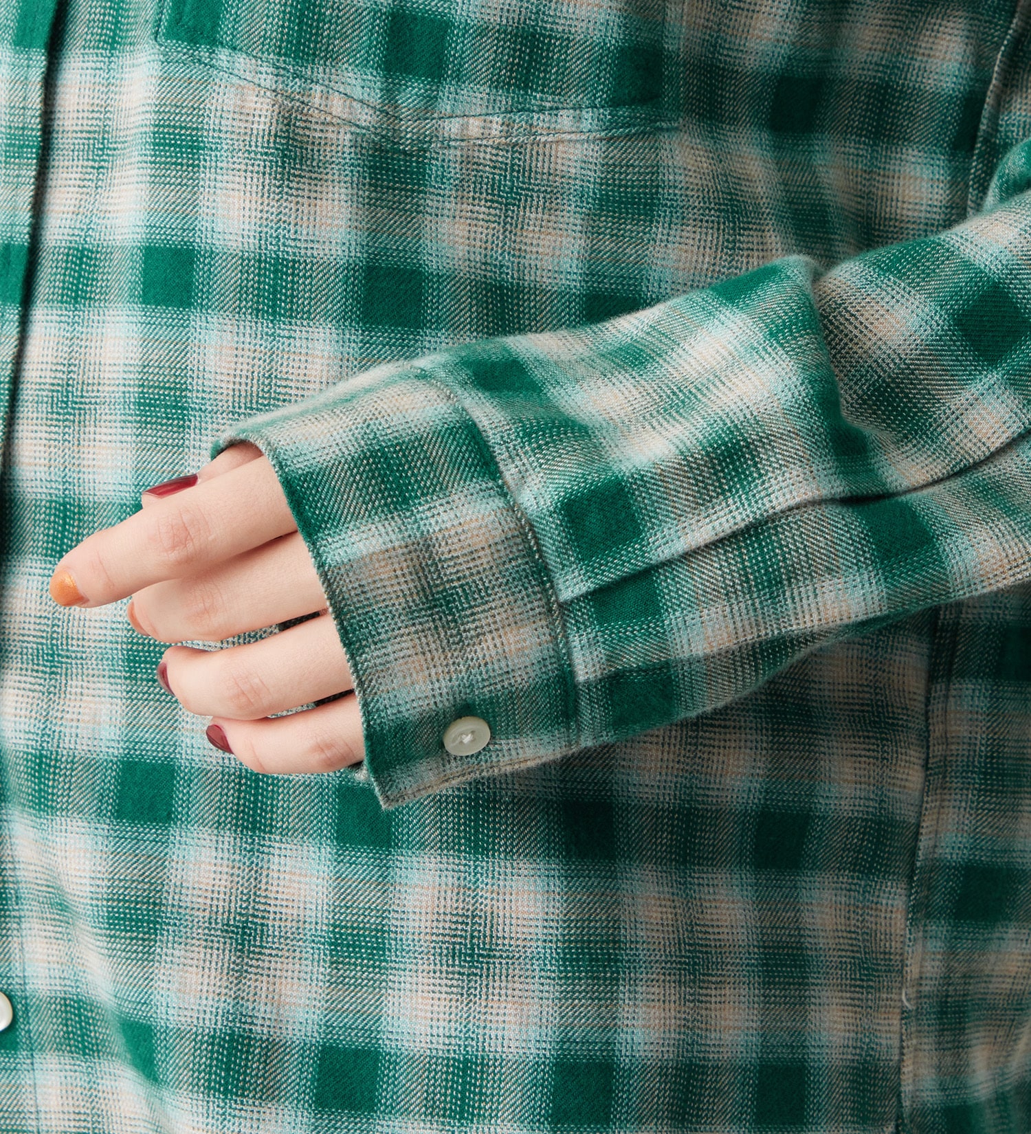 SOMETHING(サムシング)のSOMETHING オンブレチェックシャツ【長袖】|トップス/シャツ/ブラウス/レディース|グリーン