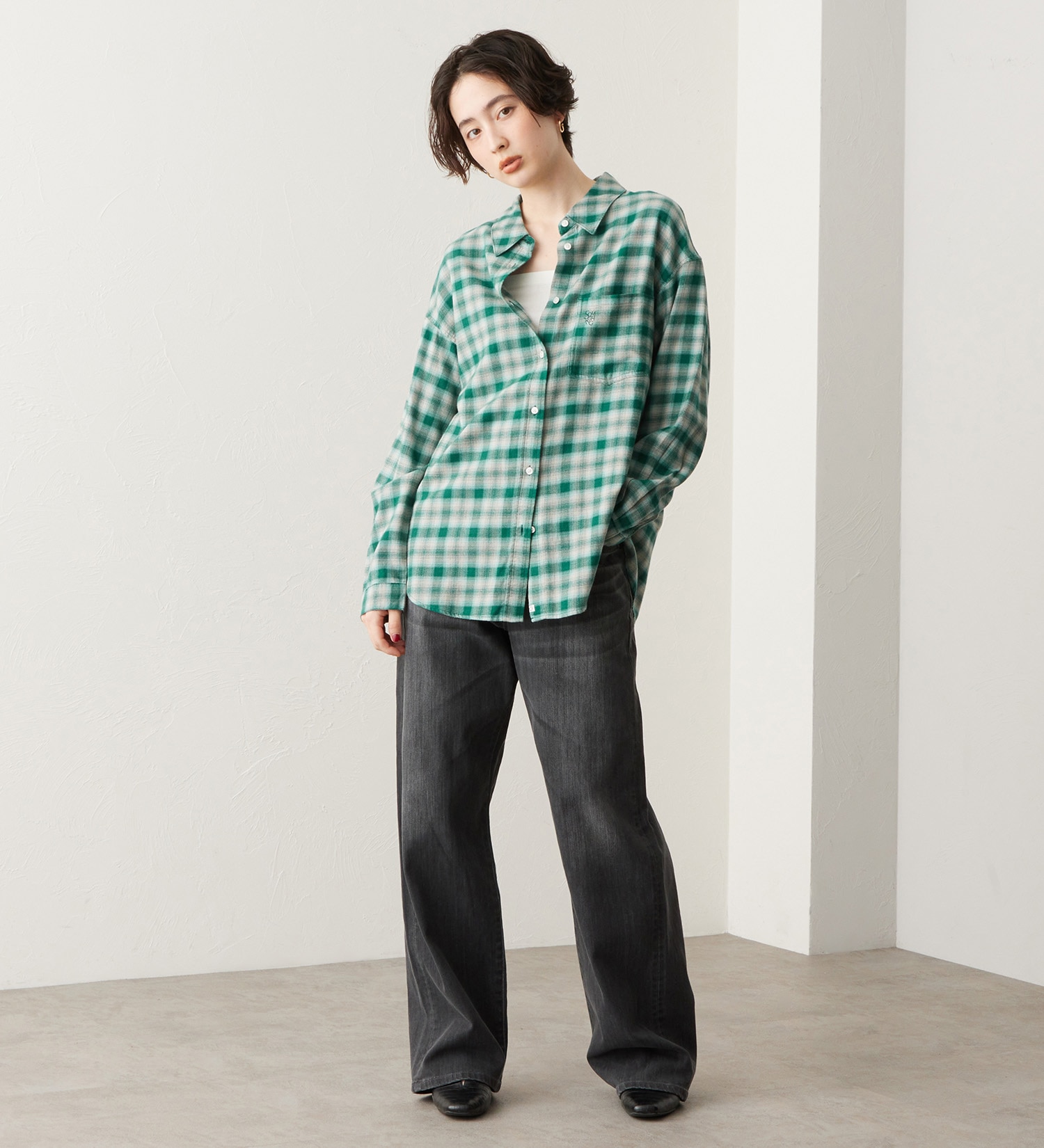 SOMETHING(サムシング)のSOMETHING オンブレチェックシャツ【長袖】|トップス/シャツ/ブラウス/レディース|グリーン