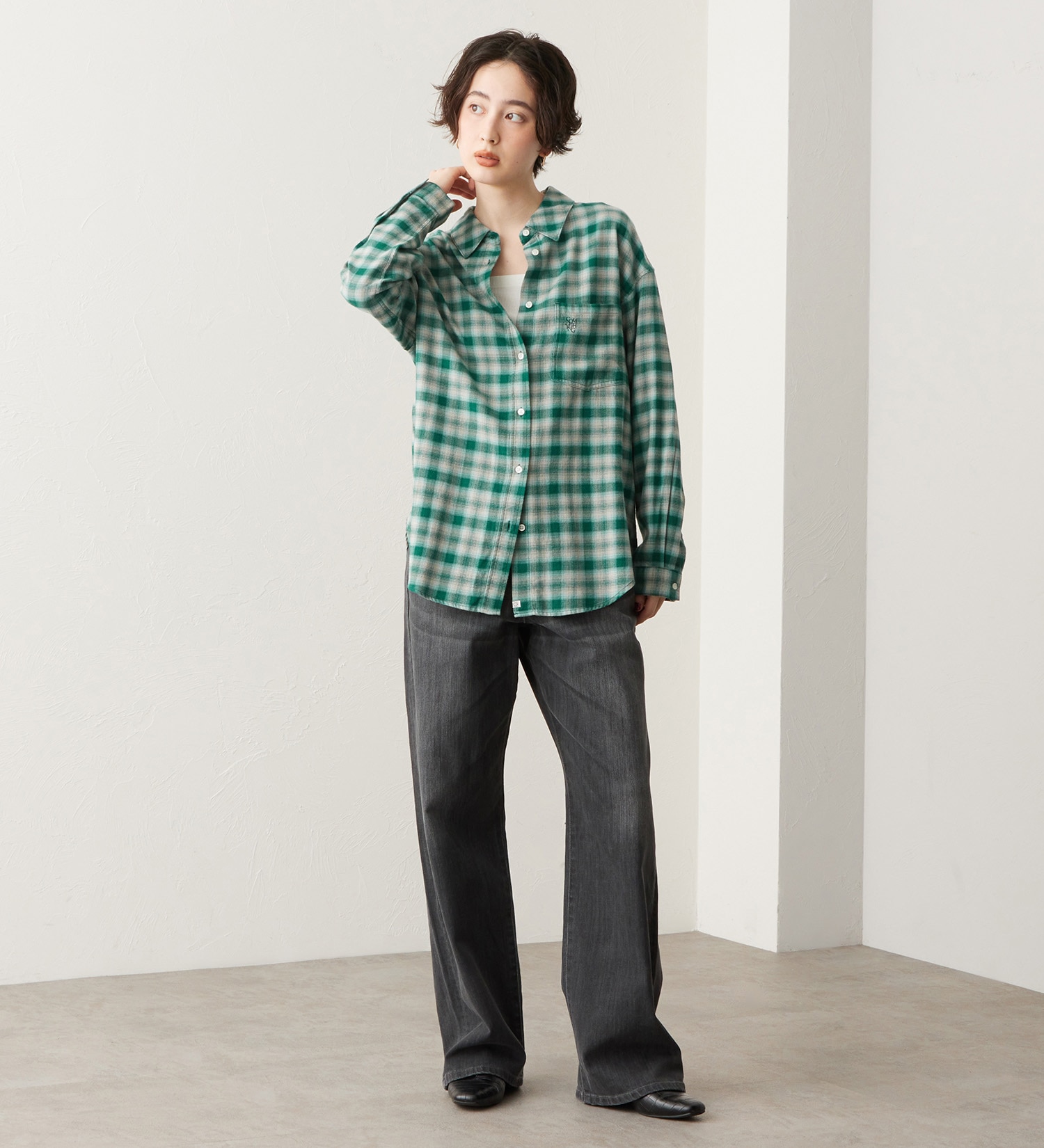 SOMETHING(サムシング)のSOMETHING オンブレチェックシャツ【長袖】|トップス/シャツ/ブラウス/レディース|グリーン