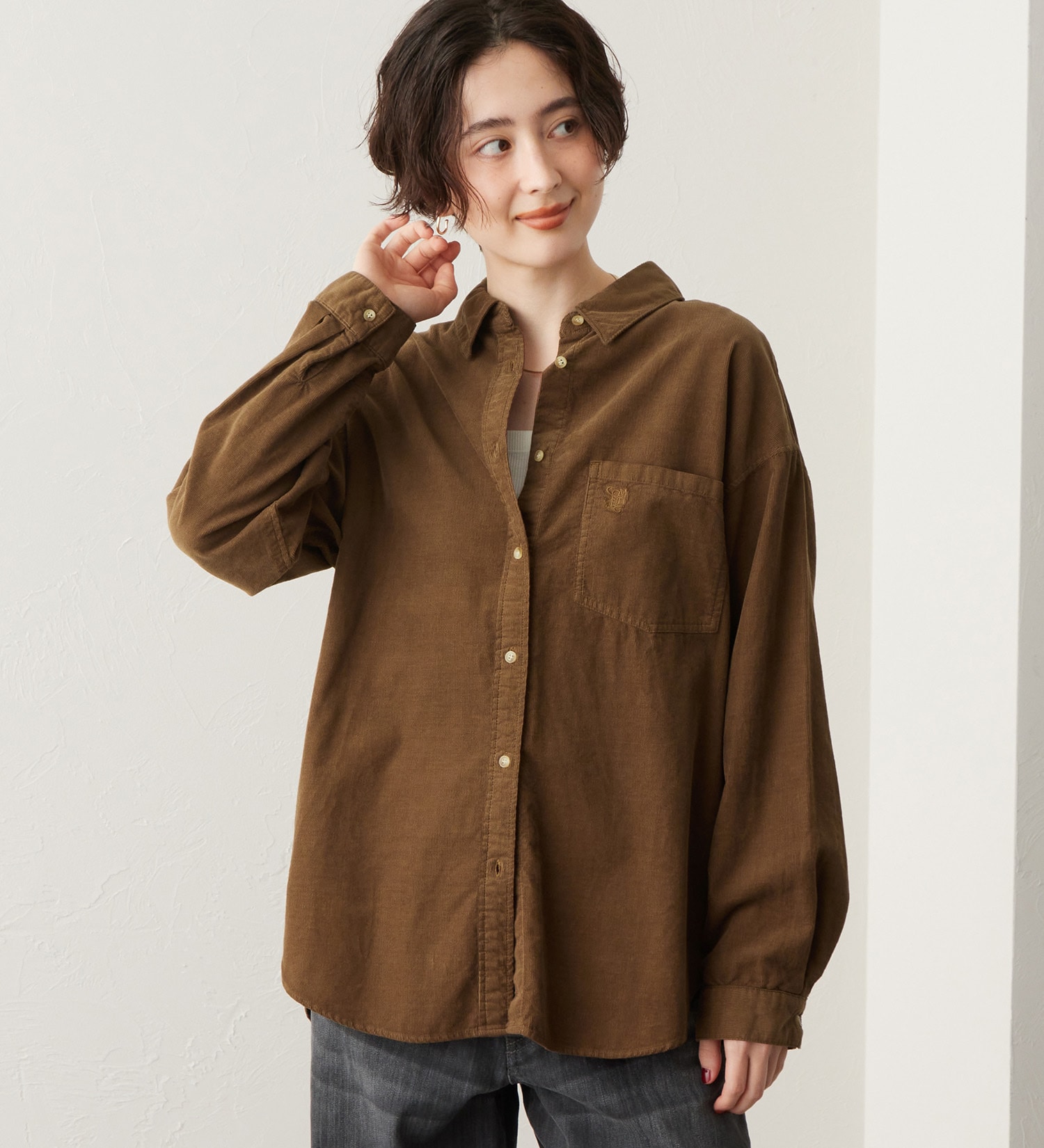SOMETHING(サムシング)のSOMETHING コーデュロイシャツ【長袖】|トップス/シャツ/ブラウス/レディース|ブラウン