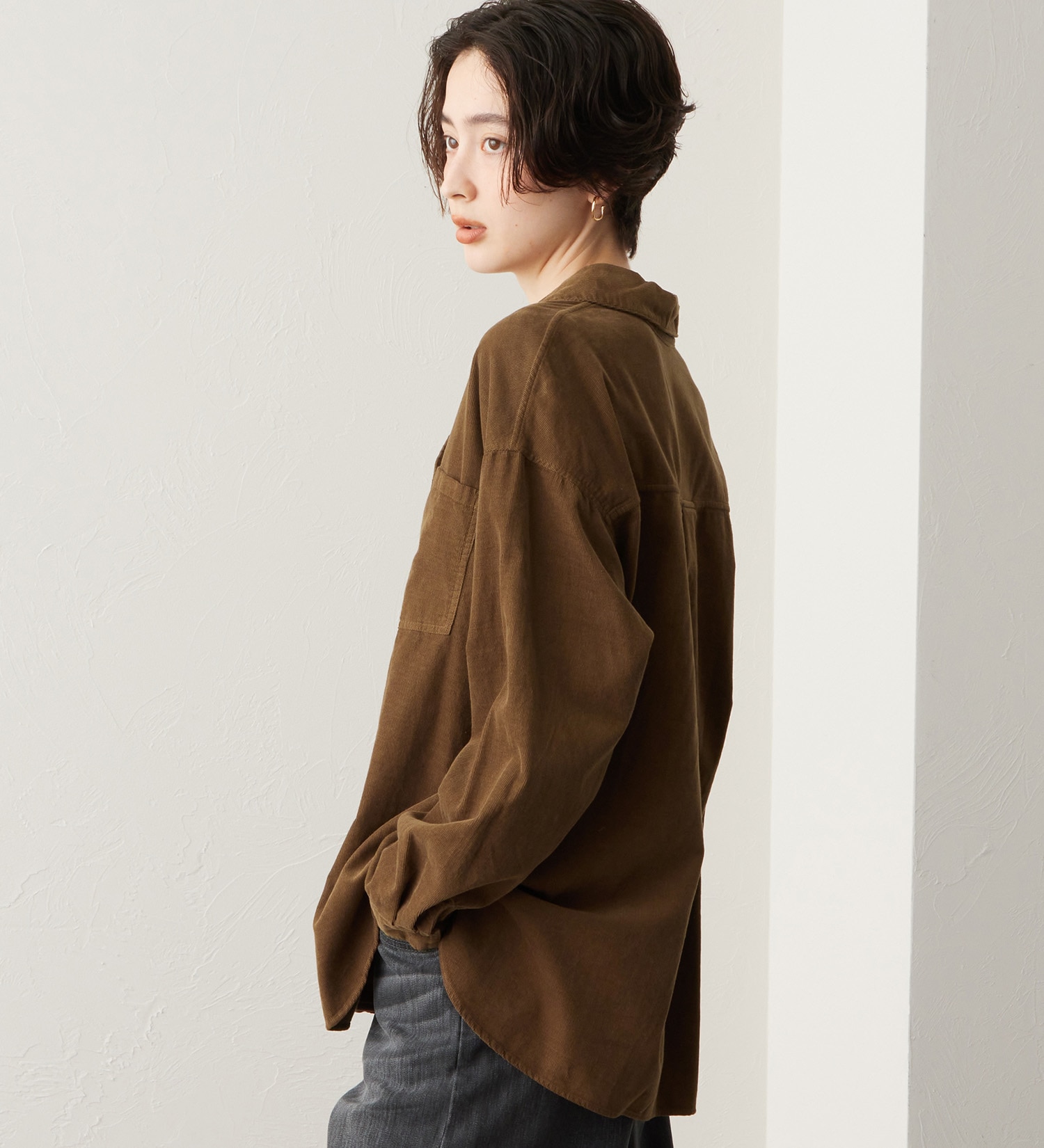 SOMETHING(サムシング)のSOMETHING コーデュロイシャツ【長袖】|トップス/シャツ/ブラウス/レディース|ブラウン