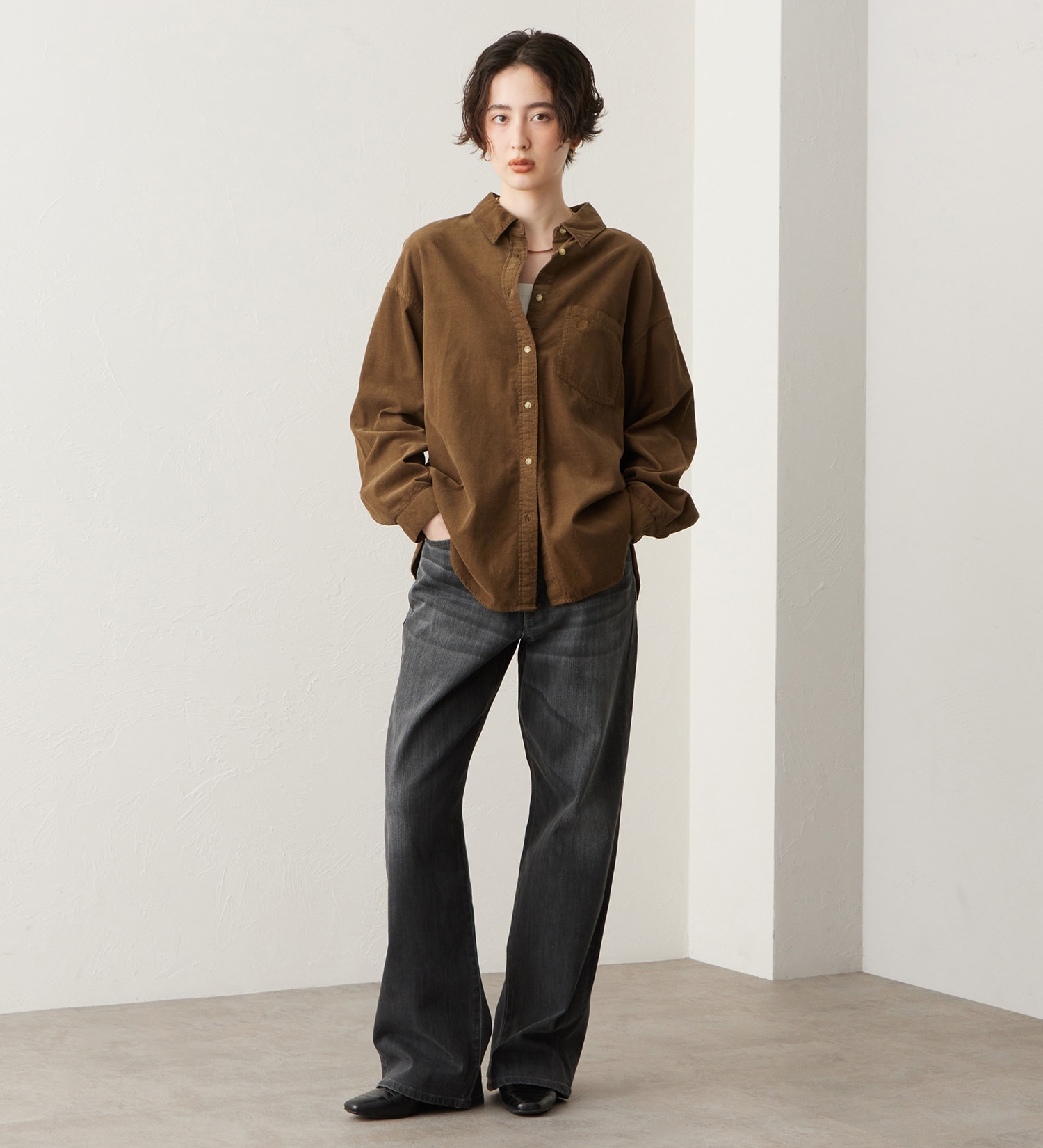 SOMETHING(サムシング)のSOMETHING コーデュロイシャツ【長袖】|トップス/シャツ/ブラウス/レディース|ブラウン