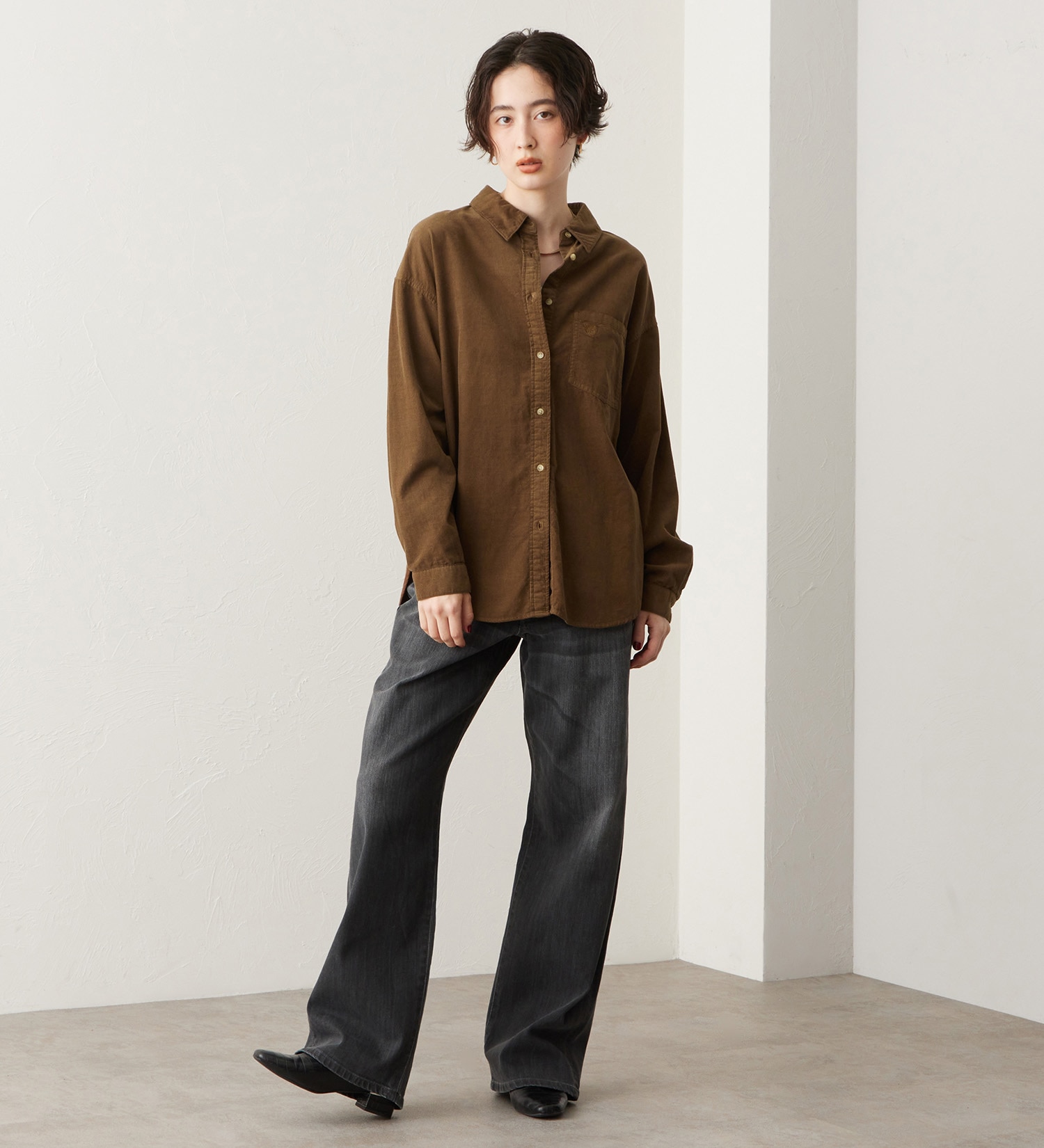 SOMETHING(サムシング)のSOMETHING コーデュロイシャツ【長袖】|トップス/シャツ/ブラウス/レディース|ブラウン