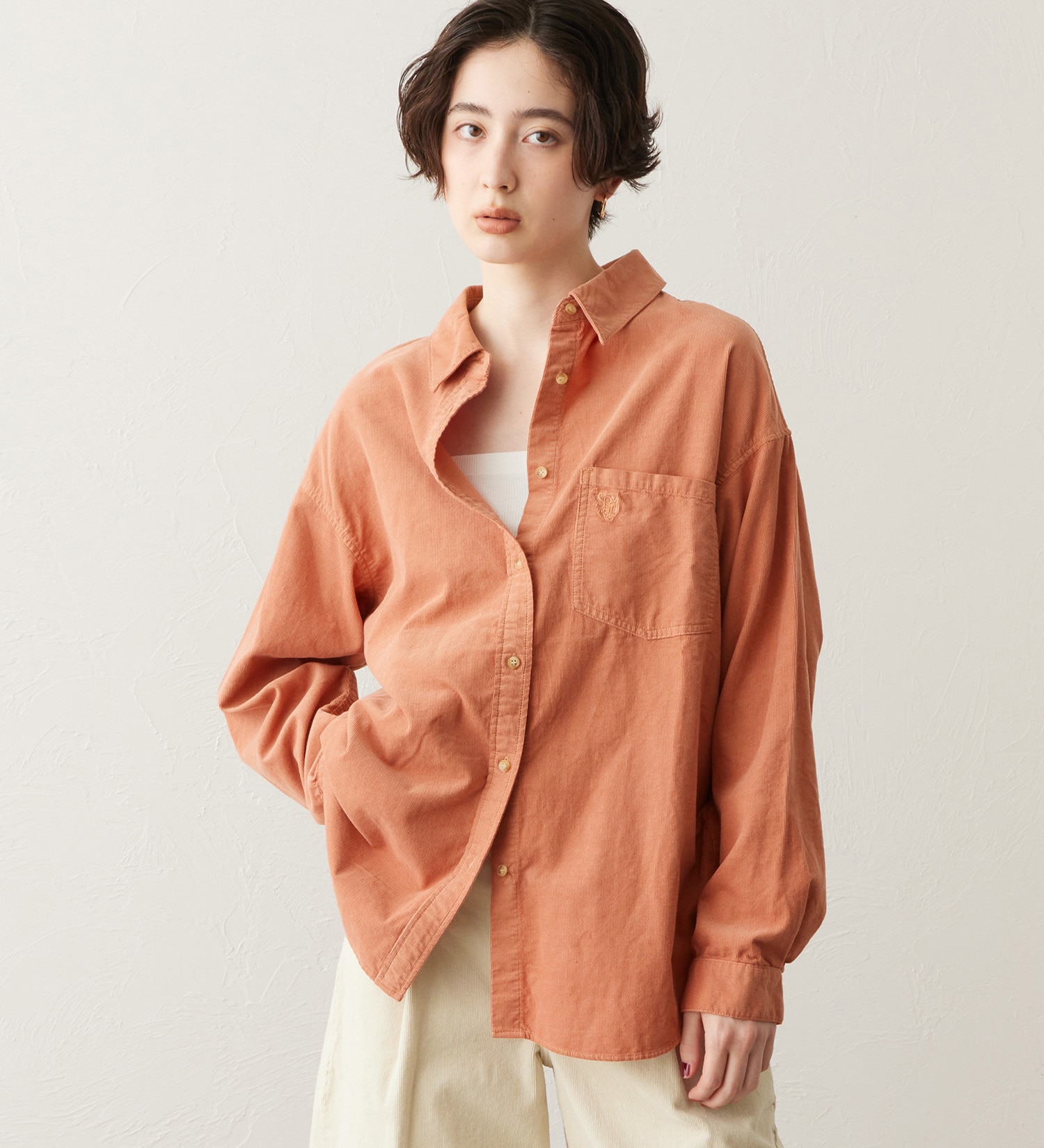 SOMETHING(サムシング)のSOMETHING コーデュロイシャツ【長袖】|トップス/シャツ/ブラウス/レディース|コーラル