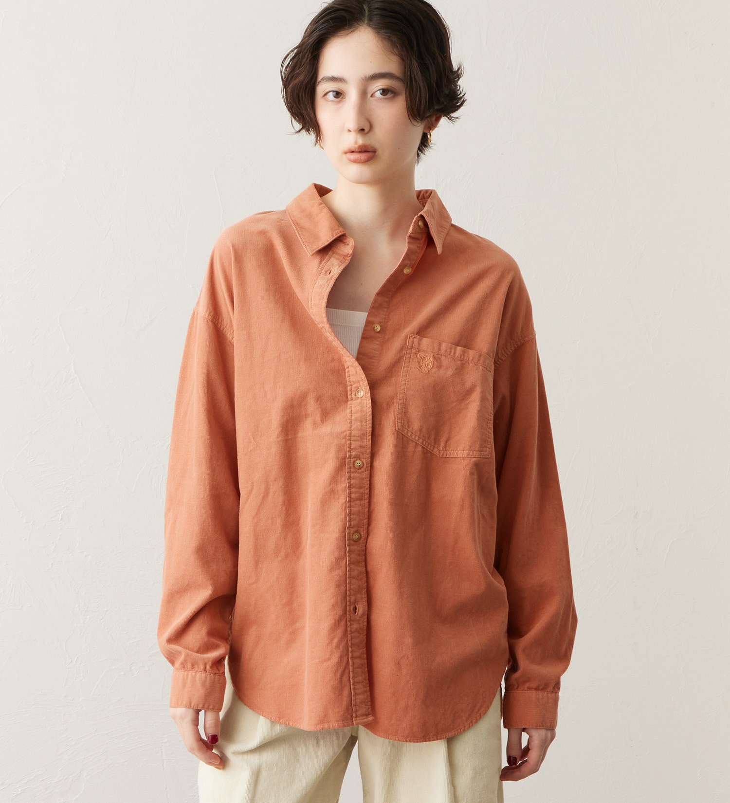 SOMETHING(サムシング)のSOMETHING コーデュロイシャツ【長袖】|トップス/シャツ/ブラウス/レディース|コーラル