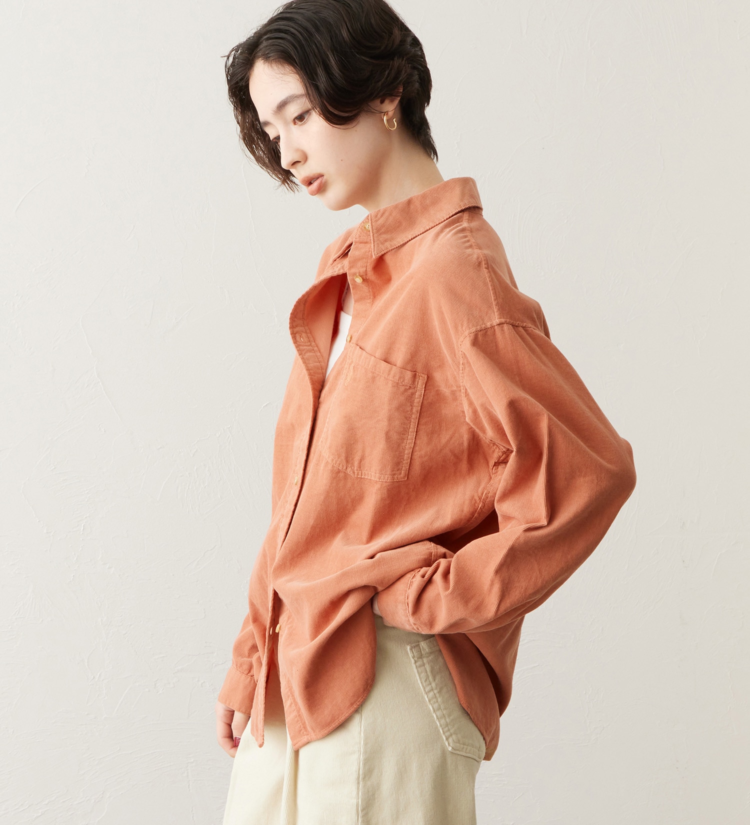 SOMETHING(サムシング)のSOMETHING コーデュロイシャツ【長袖】|トップス/シャツ/ブラウス/レディース|コーラル