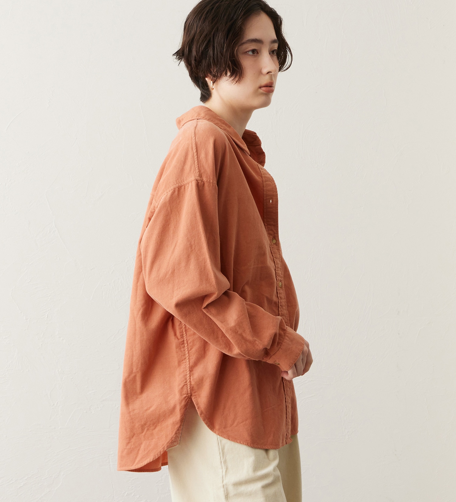 SOMETHING(サムシング)のSOMETHING コーデュロイシャツ【長袖】|トップス/シャツ/ブラウス/レディース|コーラル