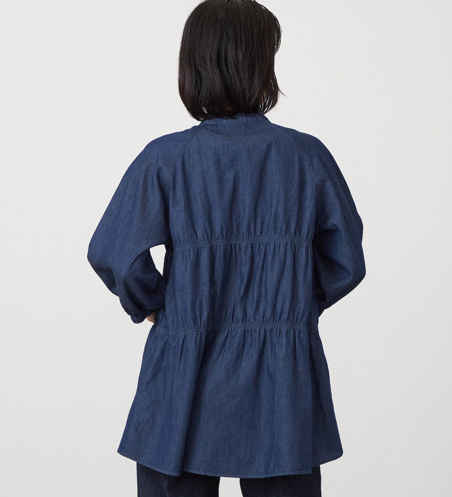 SOMETHING(サムシング)のSOMETHING ティアードデニムシャツ|トップス/シャツ/ブラウス/レディース|インディゴブルー