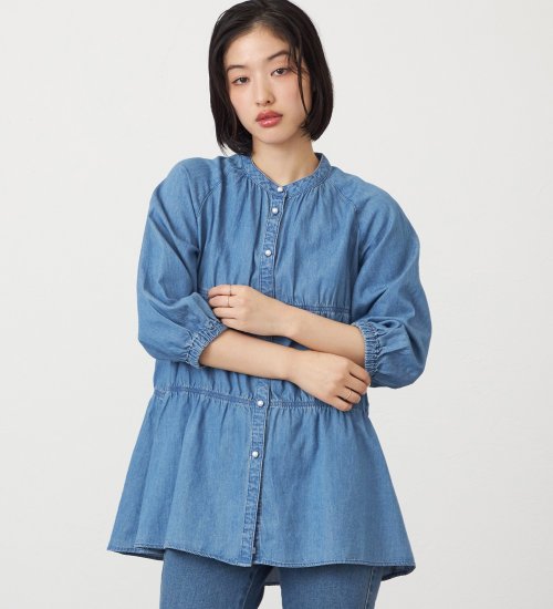 SOMETHING(サムシング)のSOMETHING ティアードデニムシャツ|トップス/シャツ/ブラウス/レディース|ライトブルー