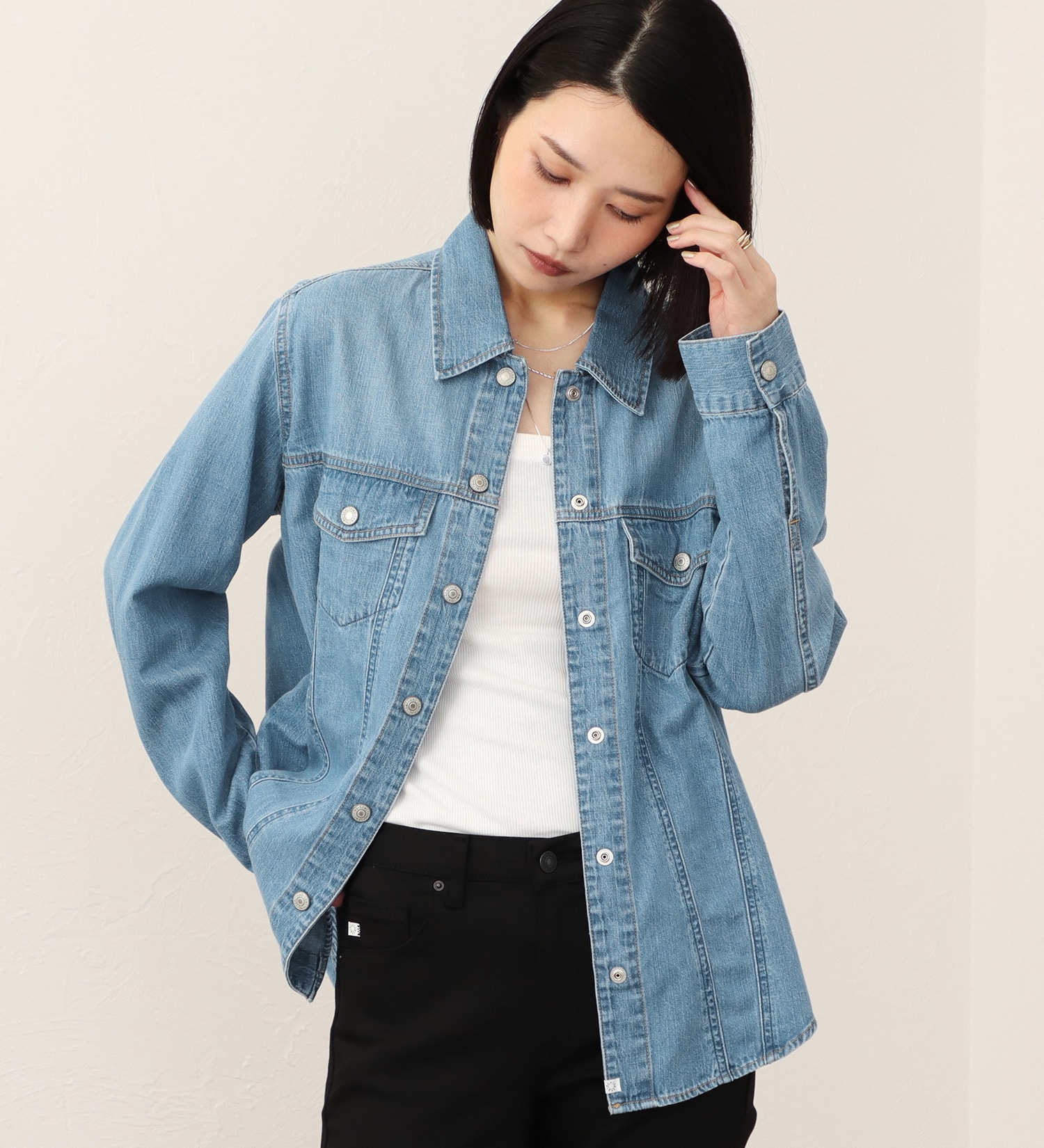 SOMETHING(サムシング)のSOMETHING G-シャツ/ 長袖デニムシャツ|トップス/シャツ/ブラウス/レディース|淡色ブルー