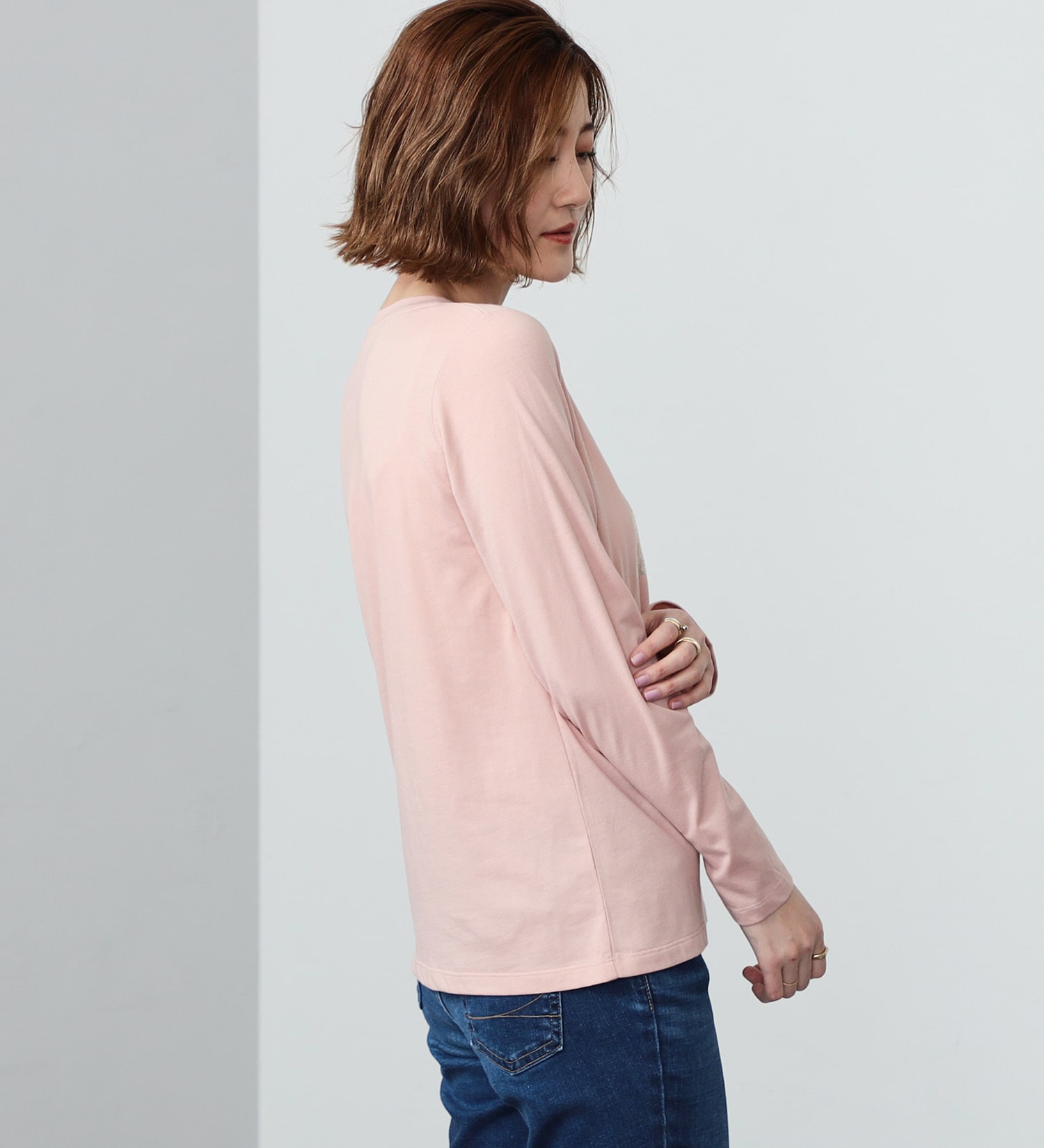 SOMETHING(サムシング)のSOMETHING フォイルプリントTシャツ【長袖】|トップス/Tシャツ/カットソー/レディース|ピンク