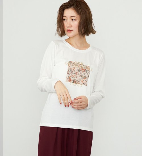 SOMETHING 箔プリント長袖Tシャツ/ロンT
