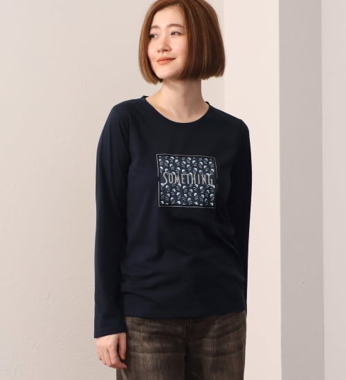 SOMETHING 箔プリント長袖Tシャツ