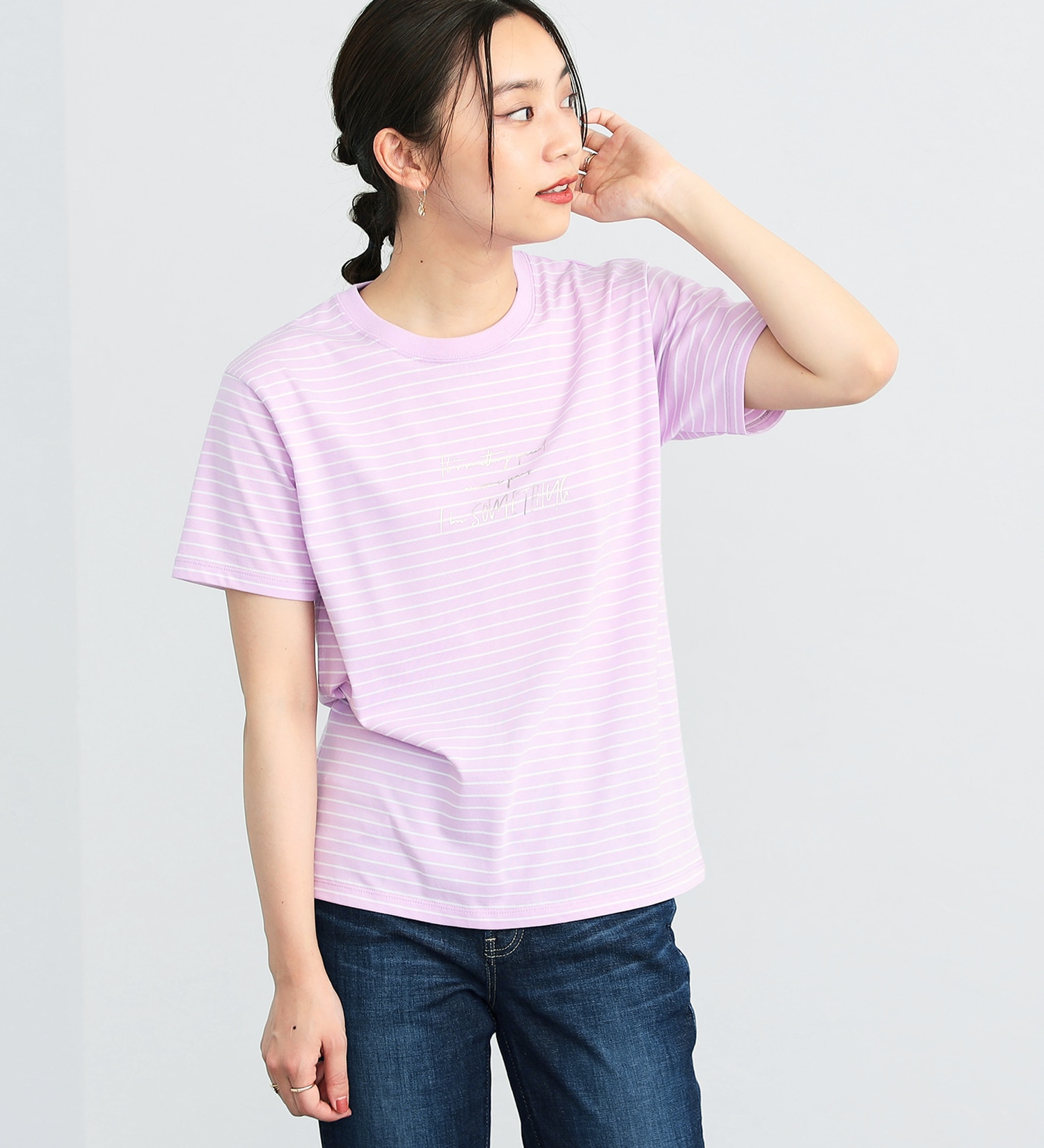 SOMETHING(サムシング)の【試着対象】SOMETHING シャイニープリント半袖Tシャツ|トップス/Tシャツ/カットソー/レディース|ピンク