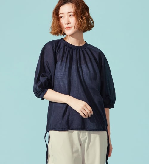 SOMETHING(サムシング)のSOMETHING ドルマンスリーブカットソー【ミドルスリーブ】|トップス/Tシャツ/カットソー/レディース|ネイビー