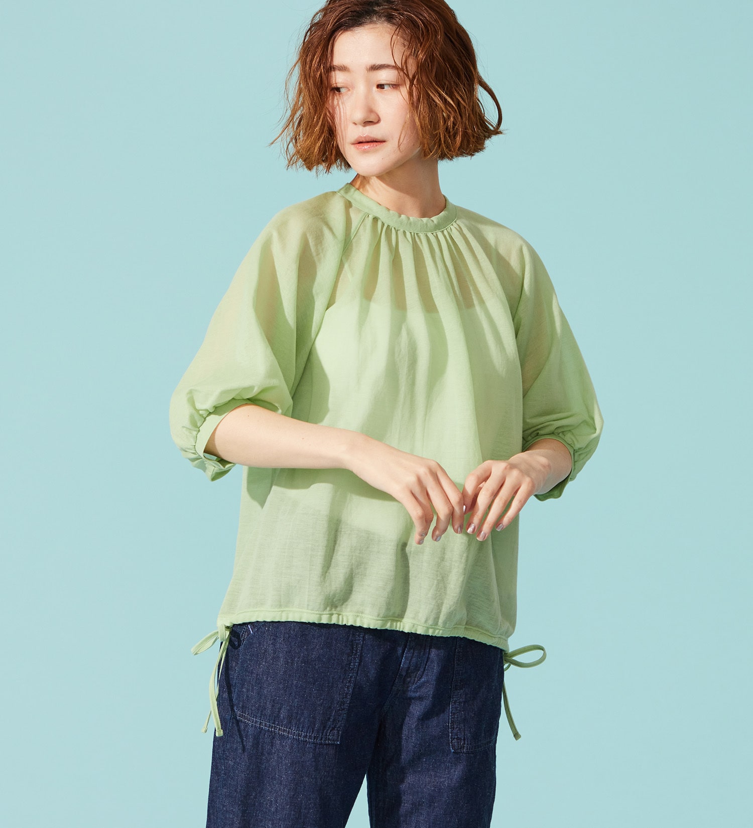 SOMETHING(サムシング)のSOMETHING ドルマンスリーブカットソー【ミドルスリーブ】|トップス/Tシャツ/カットソー/レディース|イエロー系その他