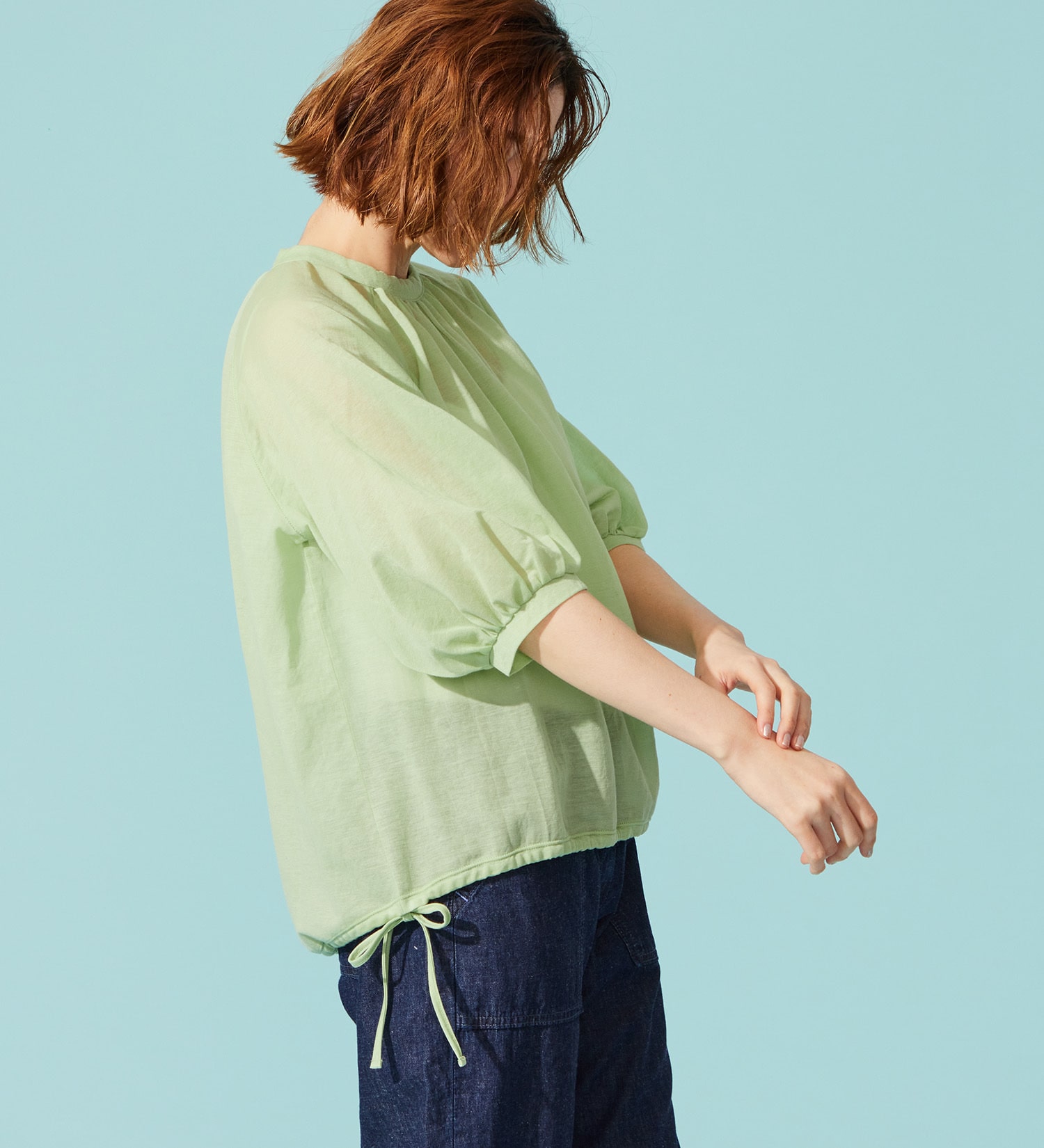 SOMETHING(サムシング)のSOMETHING ドルマンスリーブカットソー【ミドルスリーブ】|トップス/Tシャツ/カットソー/レディース|イエロー系その他