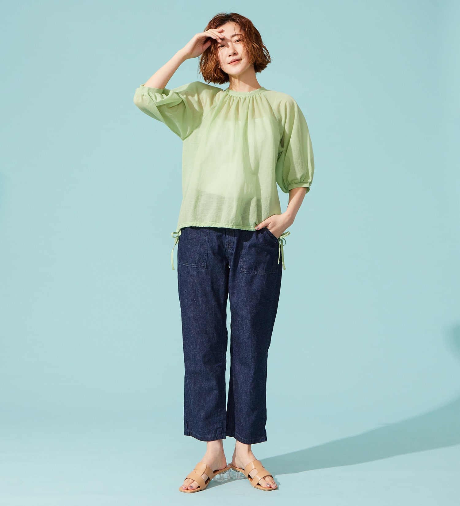 SOMETHING(サムシング)のSOMETHING ドルマンスリーブカットソー【ミドルスリーブ】|トップス/Tシャツ/カットソー/レディース|イエロー系その他