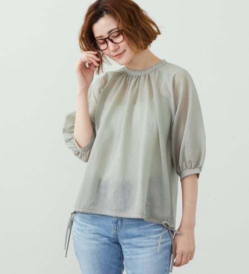 SOMETHING(サムシング)のSOMETHING ドルマンスリーブカットソー【ミドルスリーブ】|トップス/Tシャツ/カットソー/レディース|ライトグレー