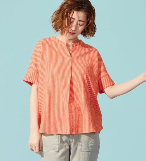 SOMETHING(サムシング)のSOMETHING バイオサッカースキッパーカットソー|トップス/Tシャツ/カットソー/レディース|オレンジ