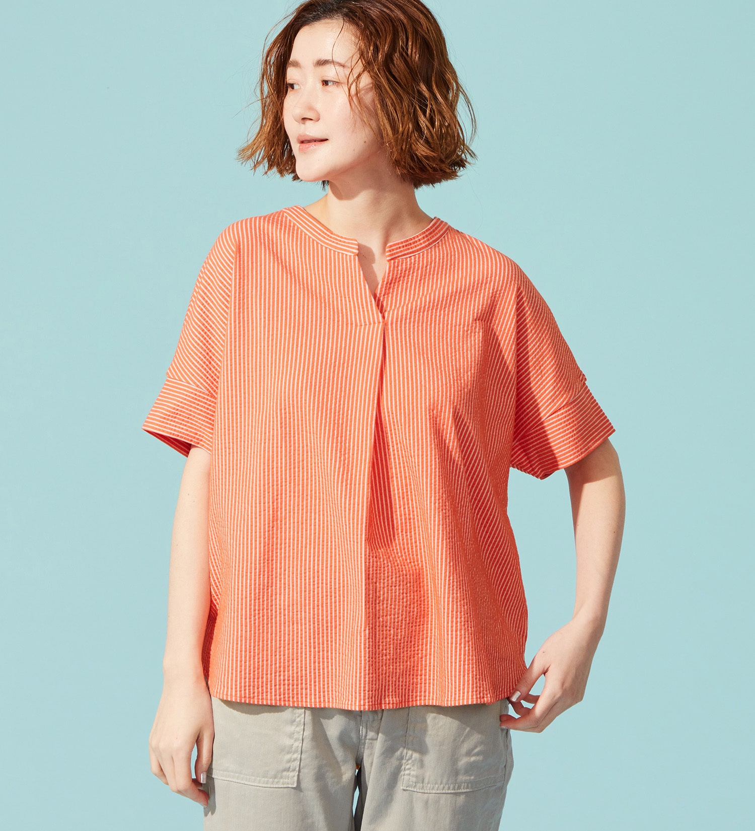 SOMETHING(サムシング)のSOMETHING バイオサッカースキッパーカットソー|トップス/Tシャツ/カットソー/レディース|オレンジ