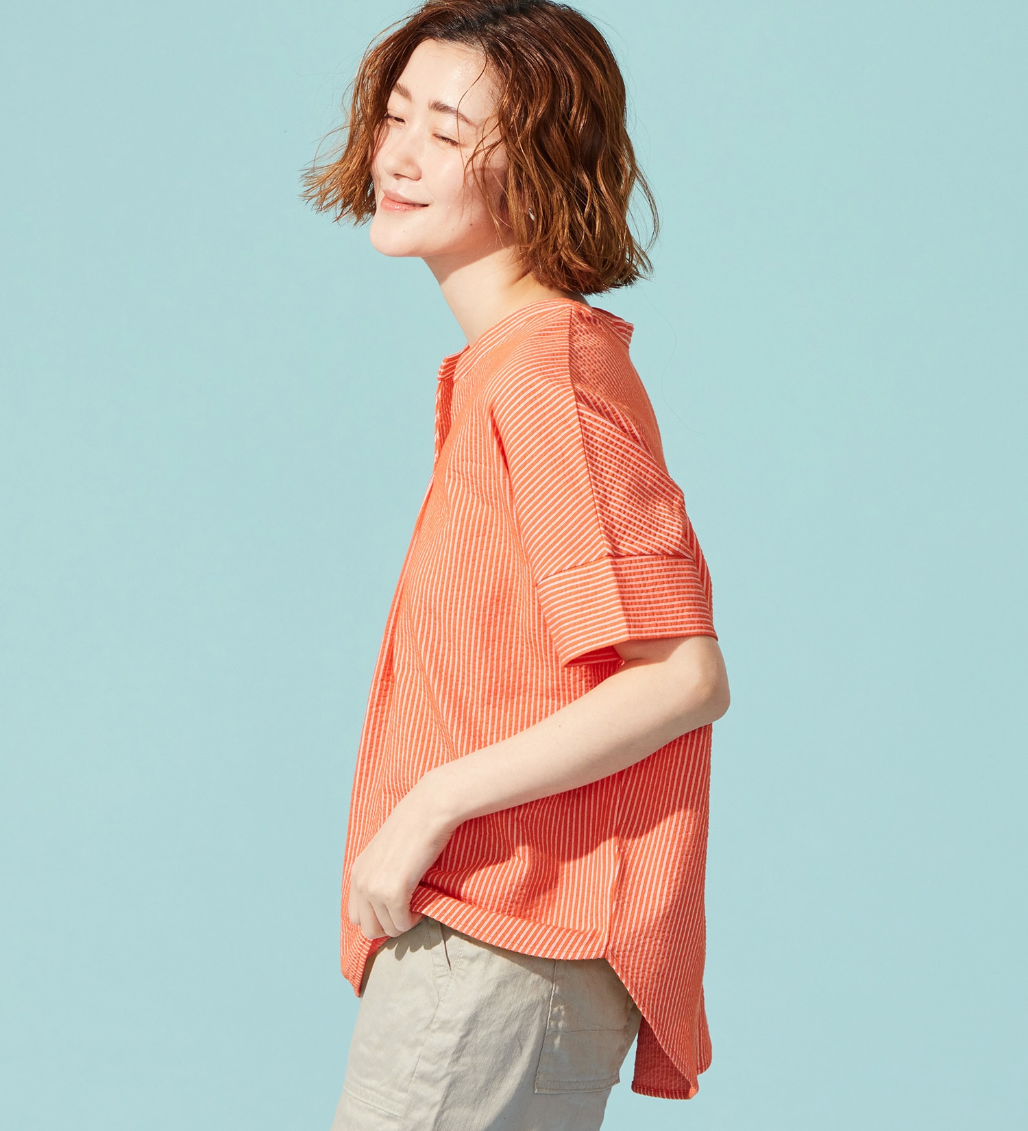 SOMETHING(サムシング)のSOMETHING バイオサッカースキッパーカットソー|トップス/Tシャツ/カットソー/レディース|オレンジ