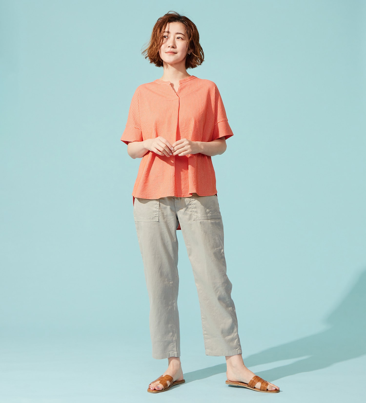 SOMETHING(サムシング)のSOMETHING バイオサッカースキッパーカットソー|トップス/Tシャツ/カットソー/レディース|オレンジ