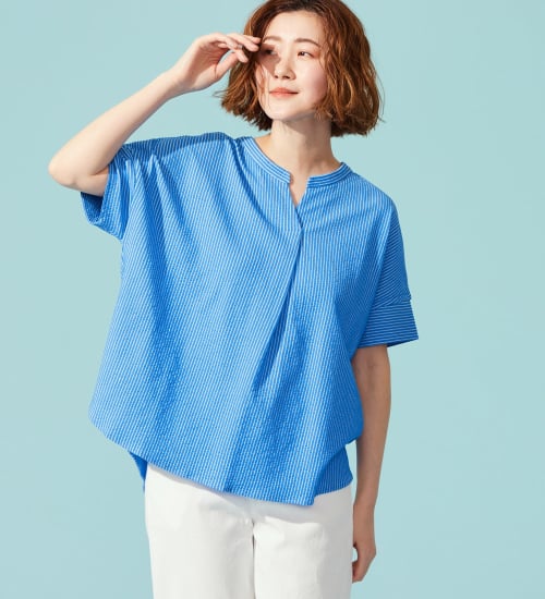 SOMETHING(サムシング)のSOMETHING バイオサッカースキッパーカットソー|トップス/Tシャツ/カットソー/レディース|ブルー