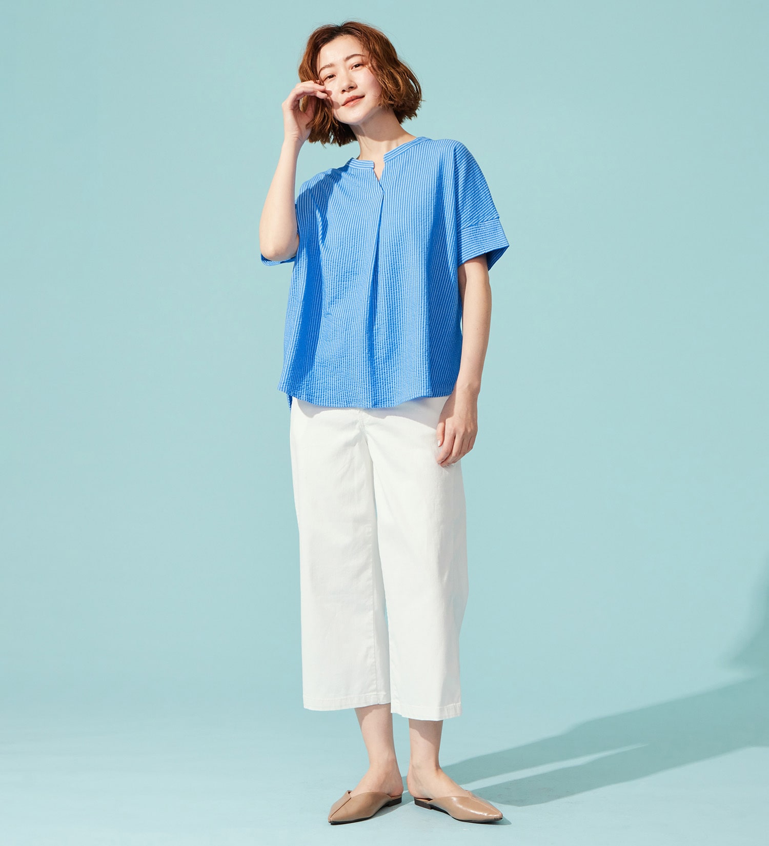 SOMETHING(サムシング)のSOMETHING バイオサッカースキッパーカットソー|トップス/Tシャツ/カットソー/レディース|ブルー