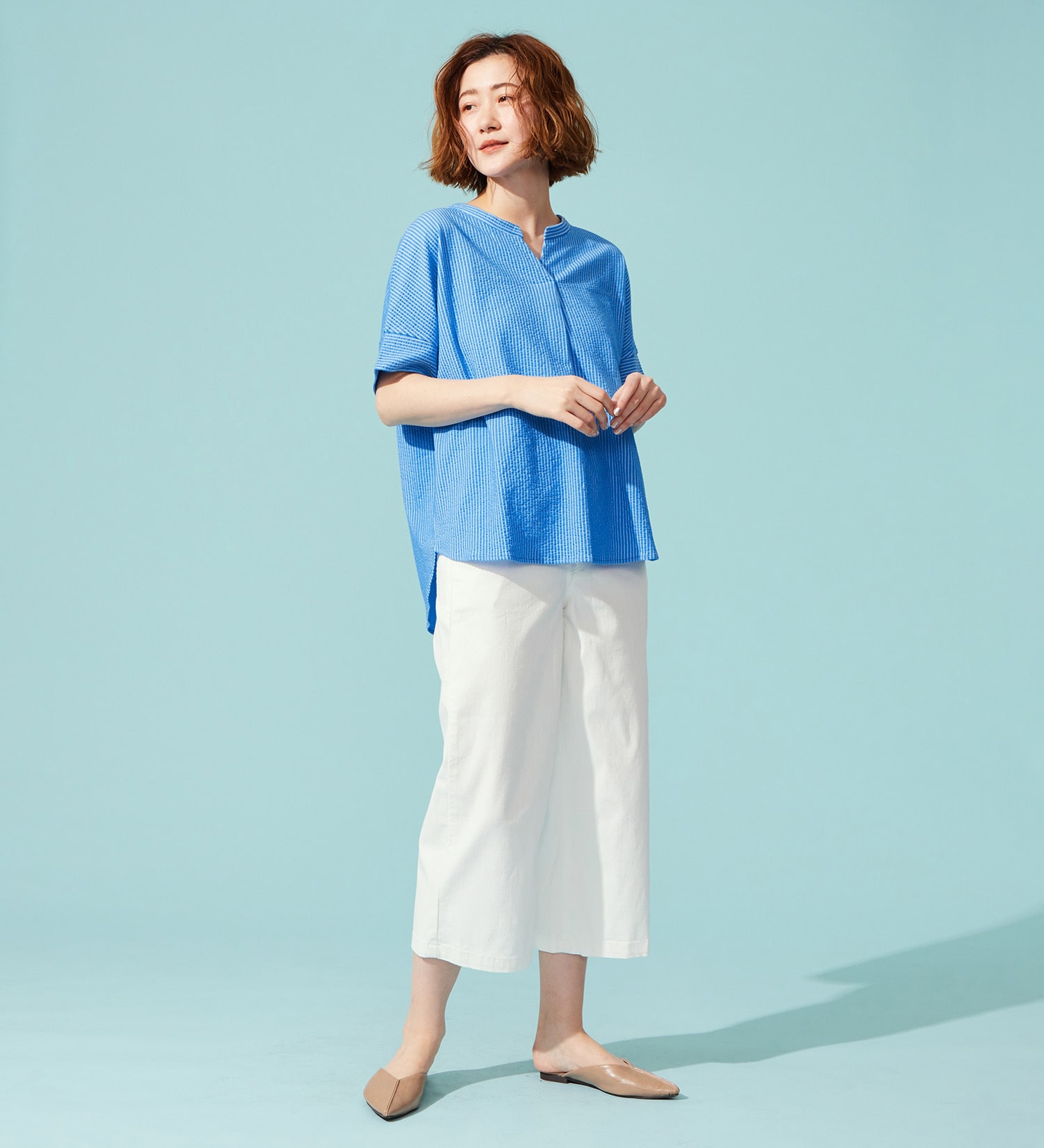 SOMETHING(サムシング)のSOMETHING バイオサッカースキッパーカットソー|トップス/Tシャツ/カットソー/レディース|ブルー