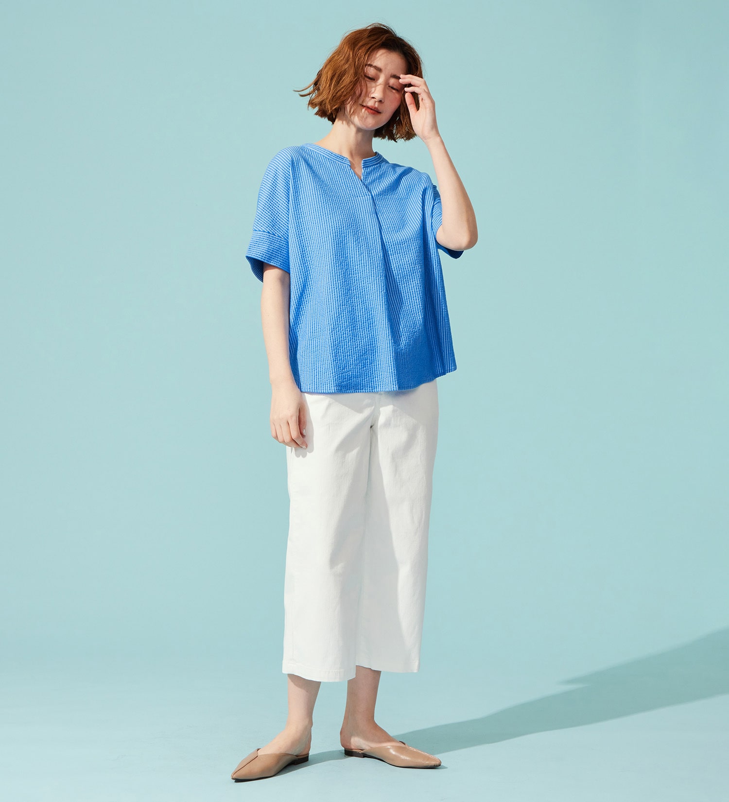 SOMETHING(サムシング)のSOMETHING バイオサッカースキッパーカットソー|トップス/Tシャツ/カットソー/レディース|ブルー