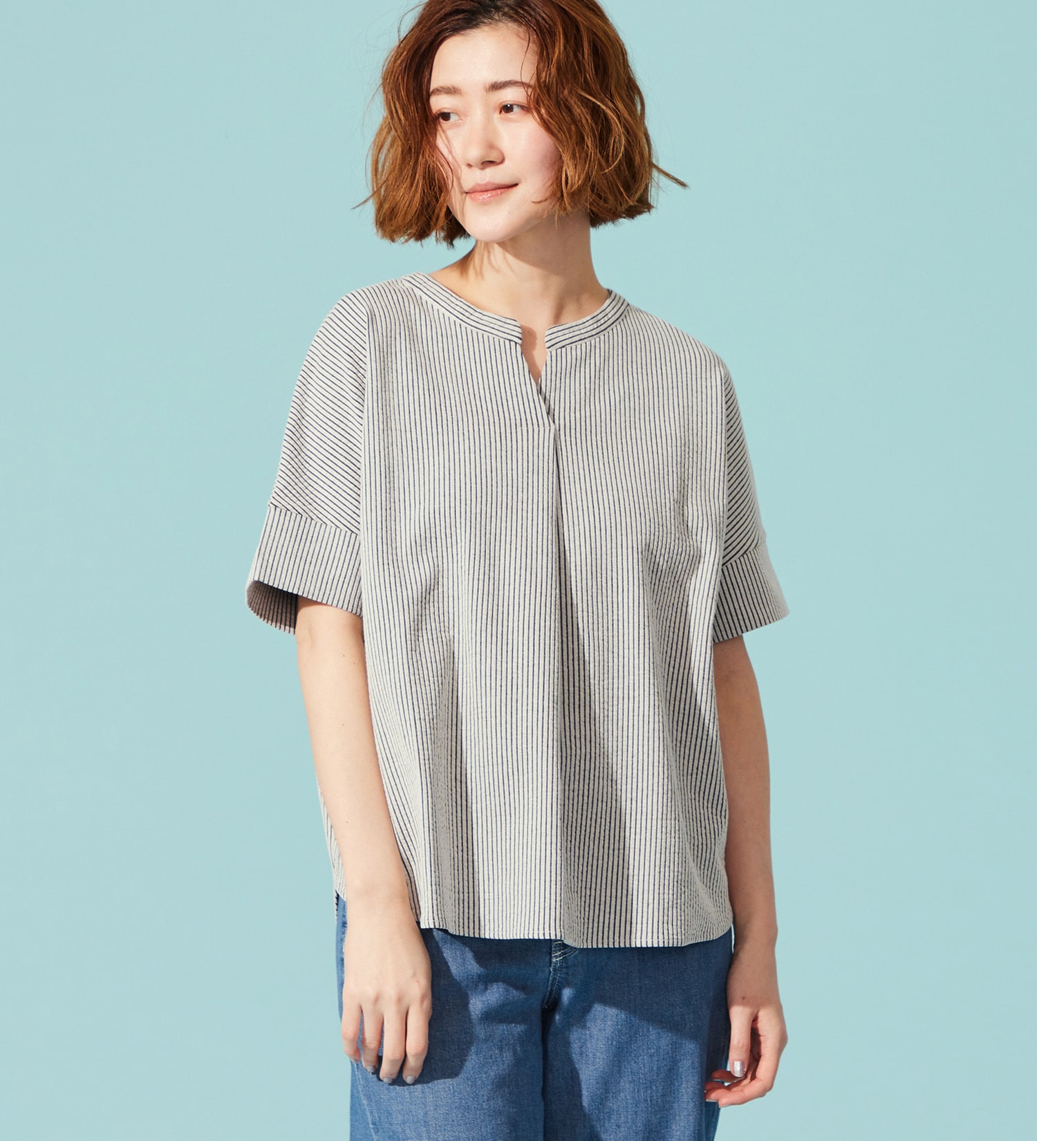 SOMETHING(サムシング)のSOMETHING バイオサッカースキッパーカットソー|トップス/Tシャツ/カットソー/レディース|ホワイト×ブラック