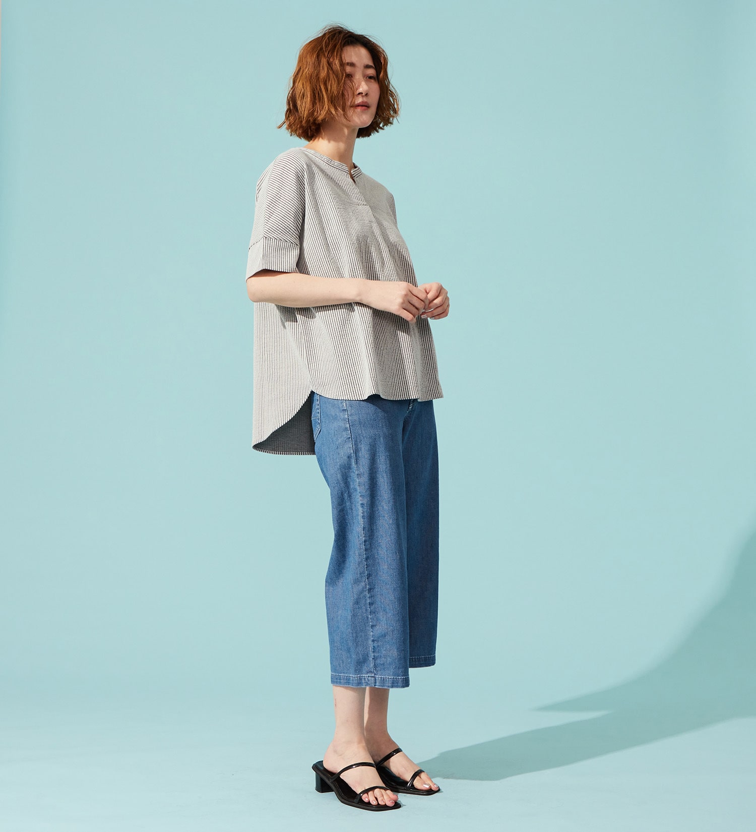 SOMETHING(サムシング)のSOMETHING バイオサッカースキッパーカットソー|トップス/Tシャツ/カットソー/レディース|ホワイト×ブラック