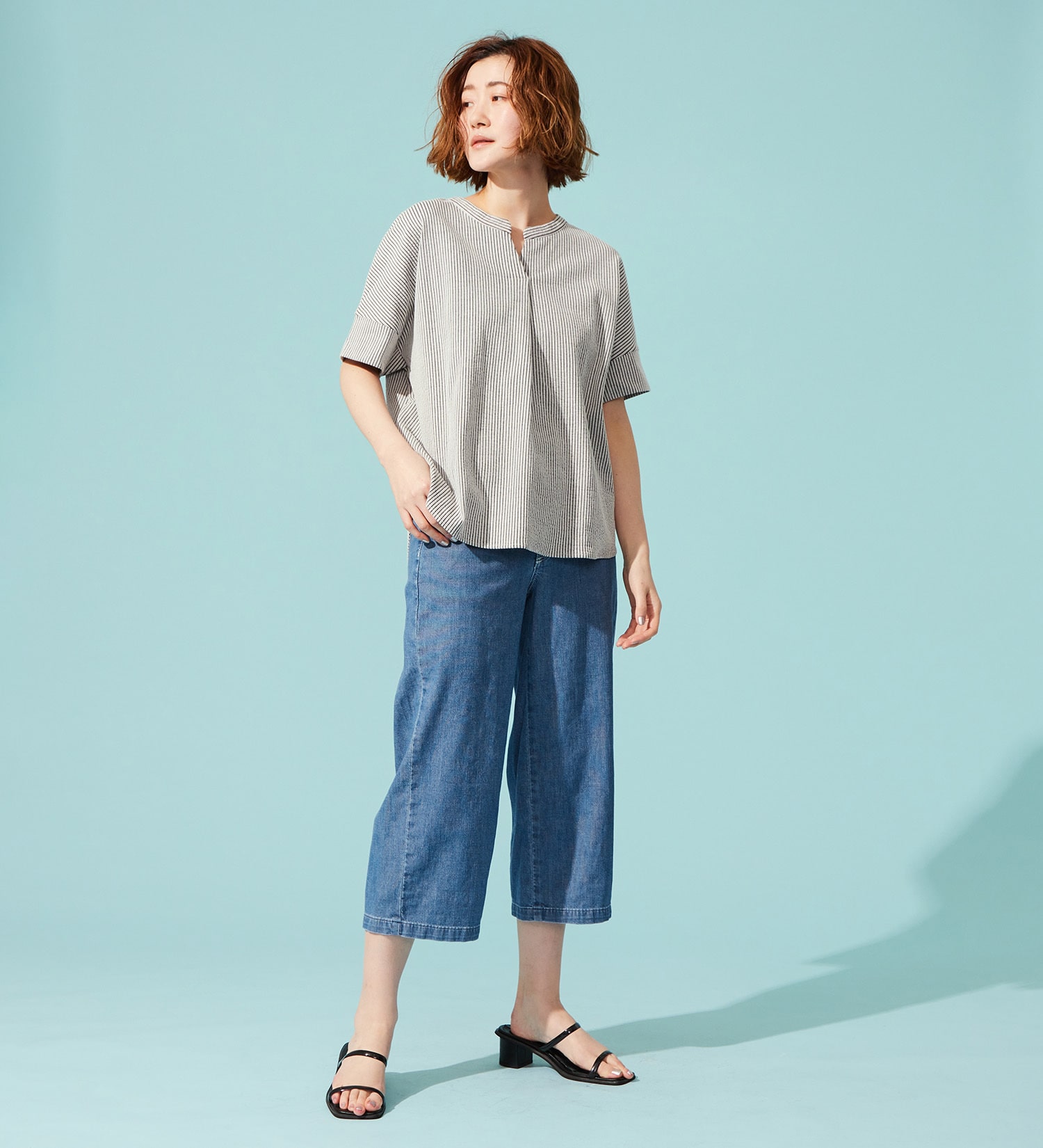 SOMETHING(サムシング)のSOMETHING バイオサッカースキッパーカットソー|トップス/Tシャツ/カットソー/レディース|ホワイト×ブラック