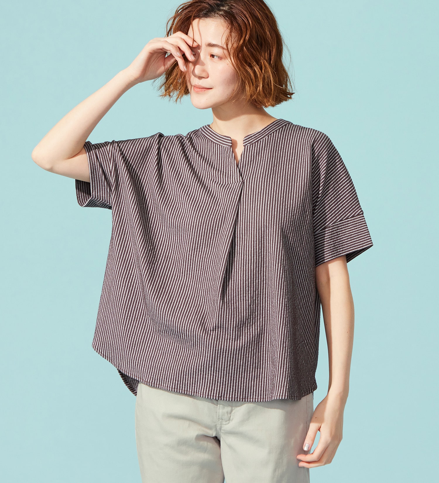 SOMETHING(サムシング)のSOMETHING バイオサッカースキッパーカットソー|トップス/Tシャツ/カットソー/レディース|チャコールグレー