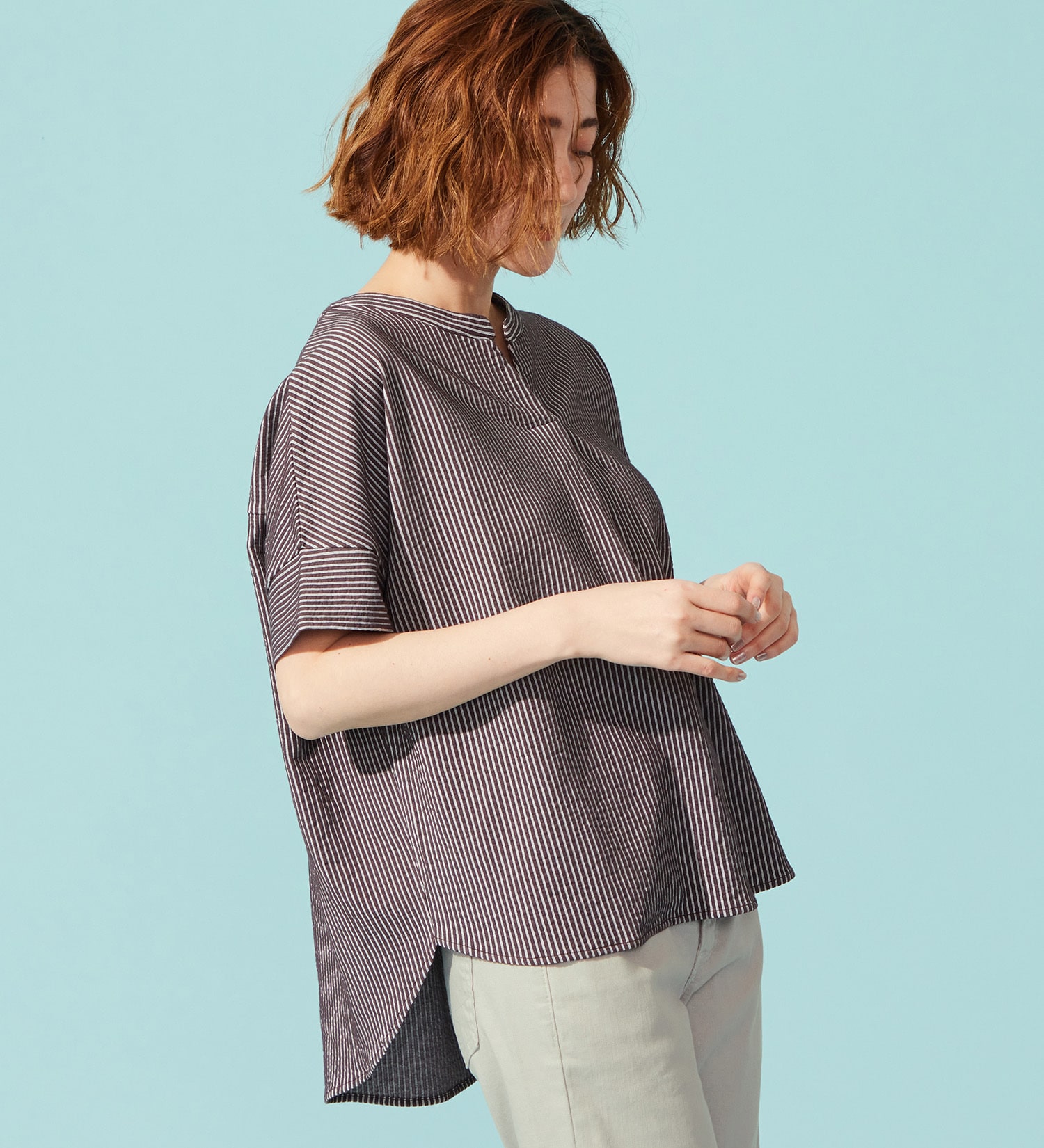 SOMETHING(サムシング)のSOMETHING バイオサッカースキッパーカットソー|トップス/Tシャツ/カットソー/レディース|チャコールグレー