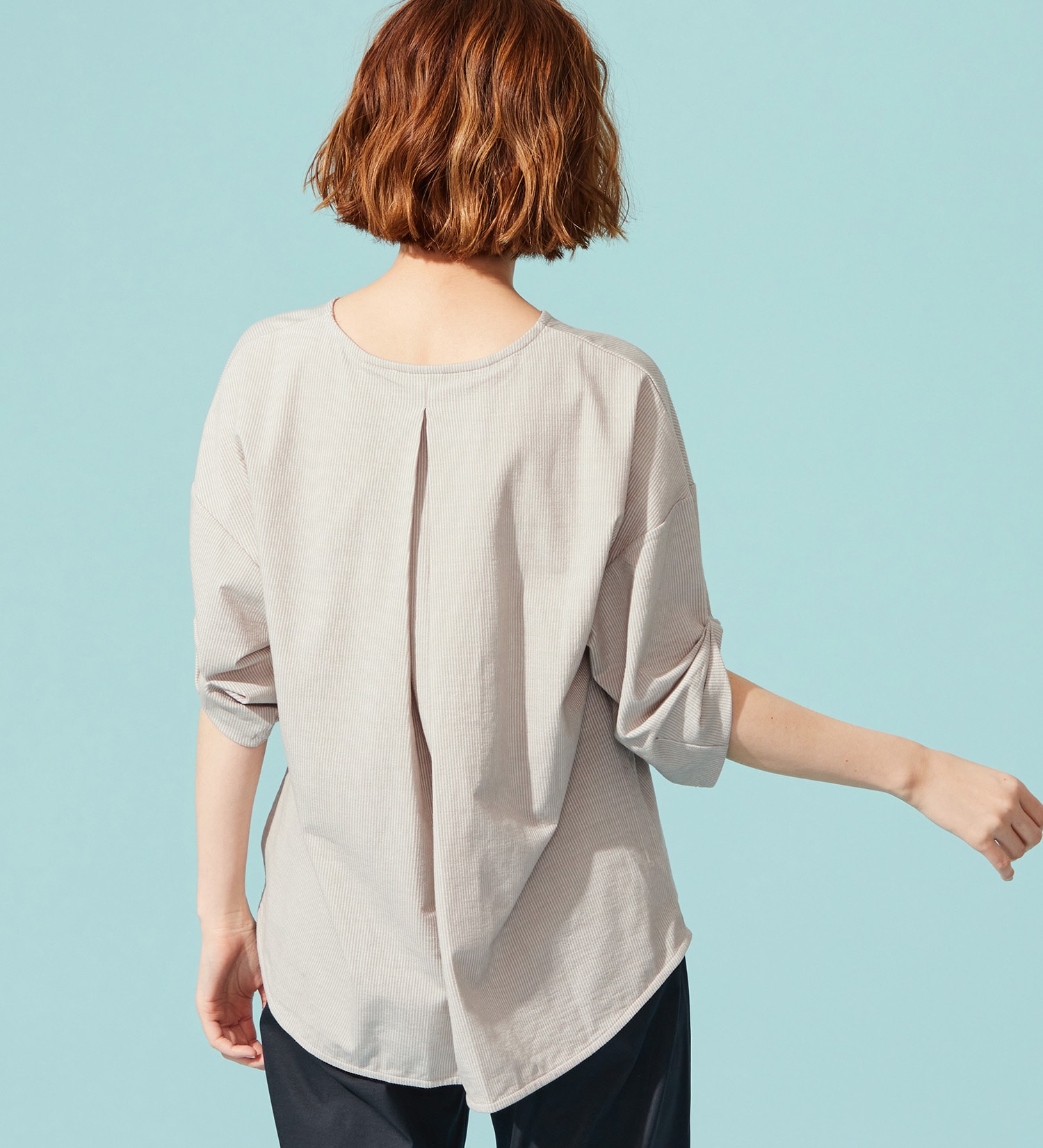 SOMETHING(サムシング)のSOMETHING バイオサッカータックスリーブカットソー|トップス/Tシャツ/カットソー/レディース|グレー