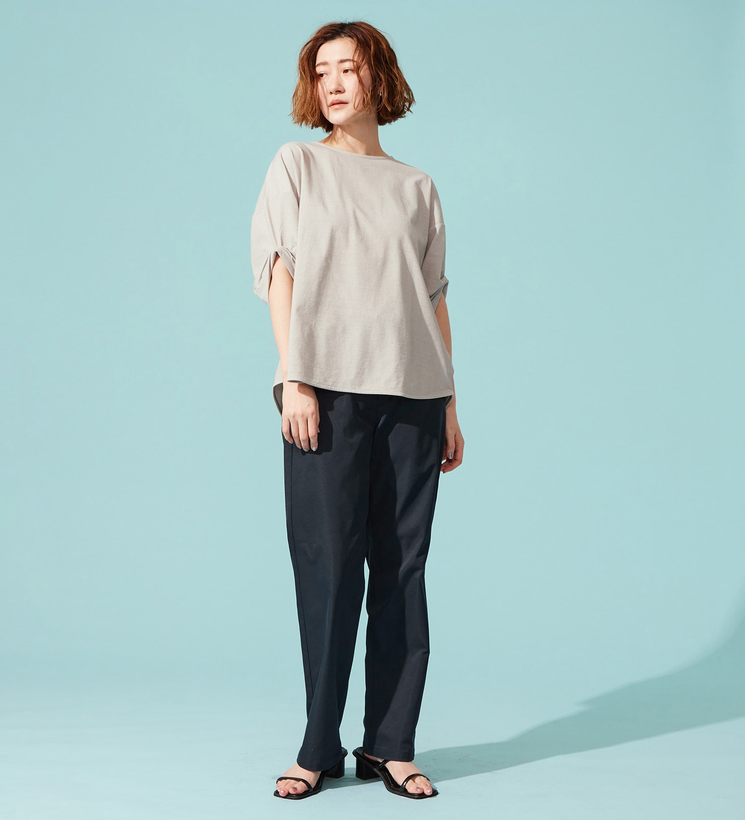 SOMETHING(サムシング)のSOMETHING バイオサッカータックスリーブカットソー|トップス/Tシャツ/カットソー/レディース|グレー