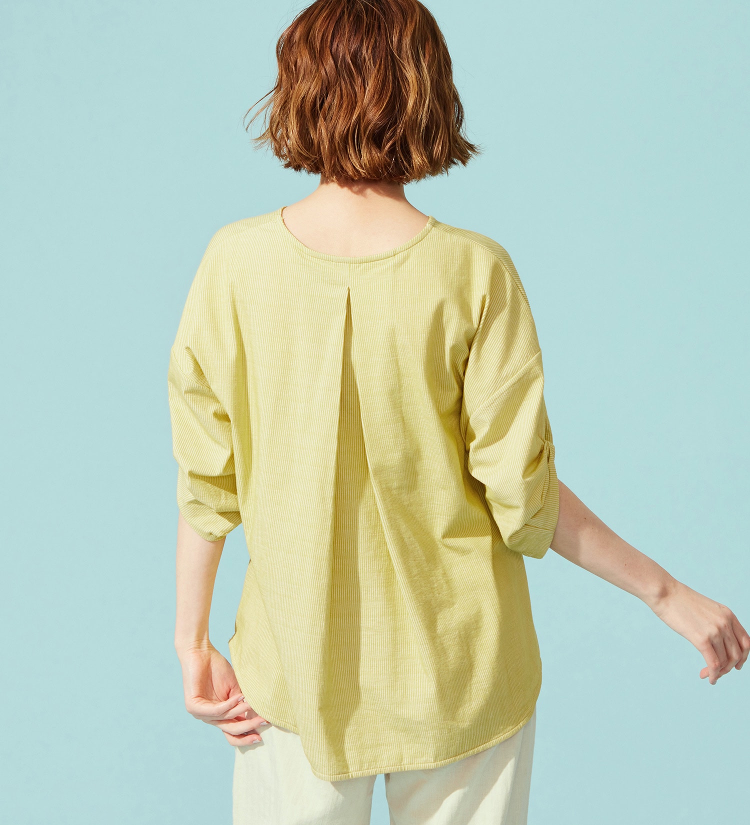 SOMETHING(サムシング)のSOMETHING バイオサッカータックスリーブカットソー|トップス/Tシャツ/カットソー/レディース|イエロー系その他