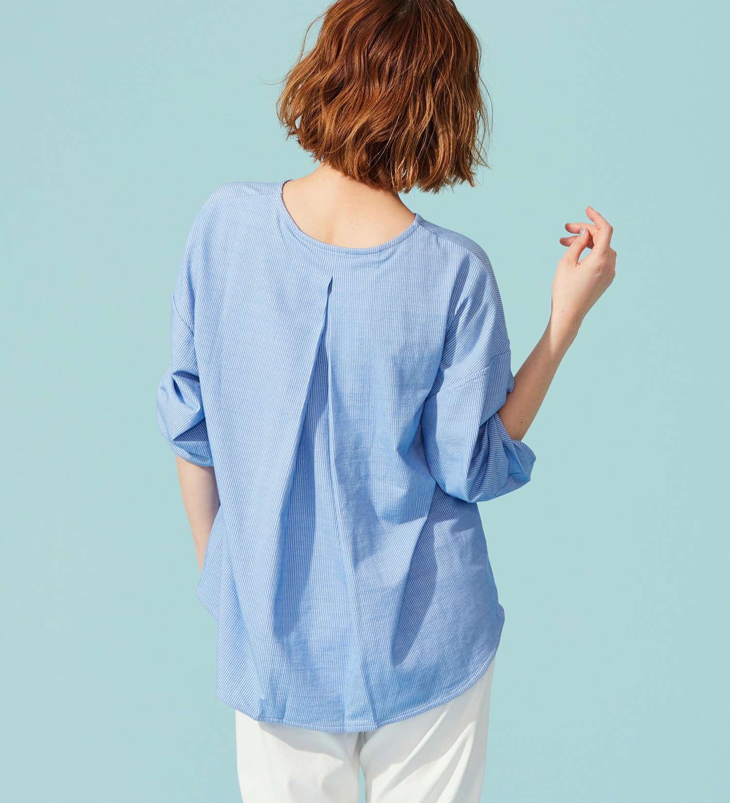 SOMETHING(サムシング)のSOMETHING バイオサッカータックスリーブカットソー|トップス/Tシャツ/カットソー/レディース|ライトブルー