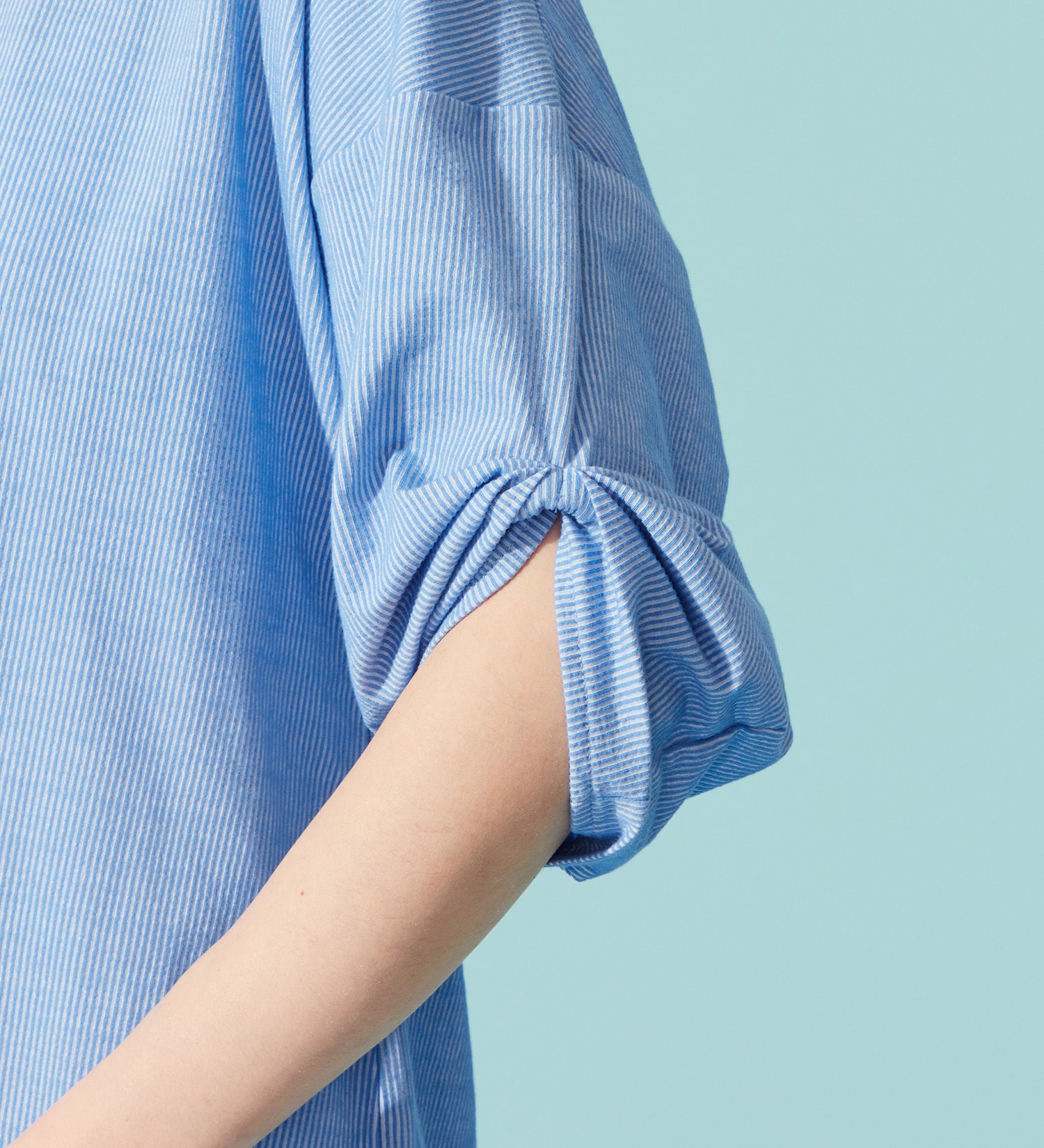 SOMETHING(サムシング)のSOMETHING バイオサッカータックスリーブカットソー|トップス/Tシャツ/カットソー/レディース|ライトブルー