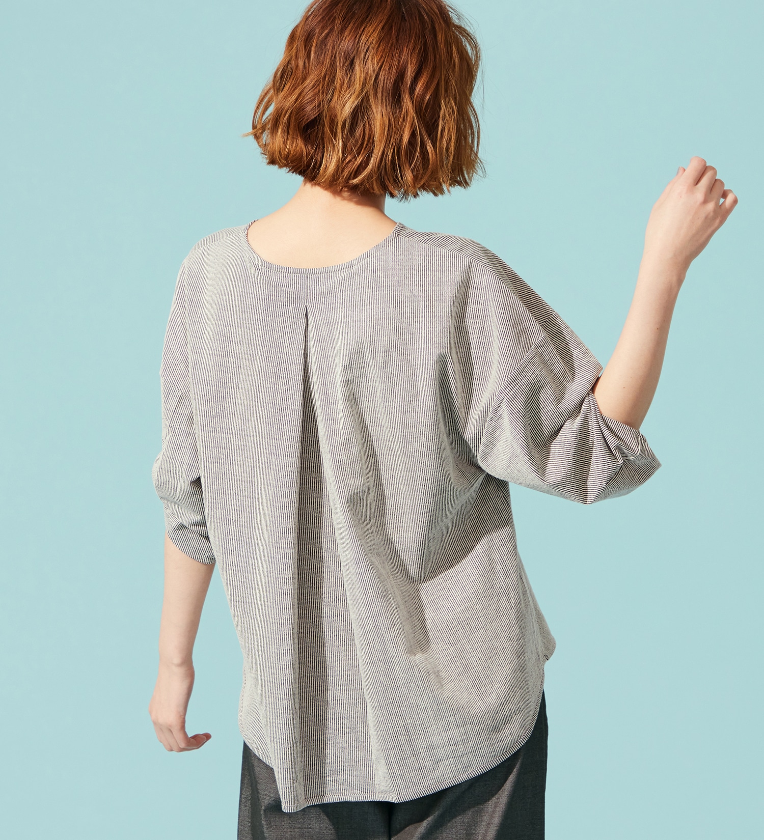 SOMETHING(サムシング)のSOMETHING バイオサッカータックスリーブカットソー|トップス/Tシャツ/カットソー/レディース|ホワイト×ブラック