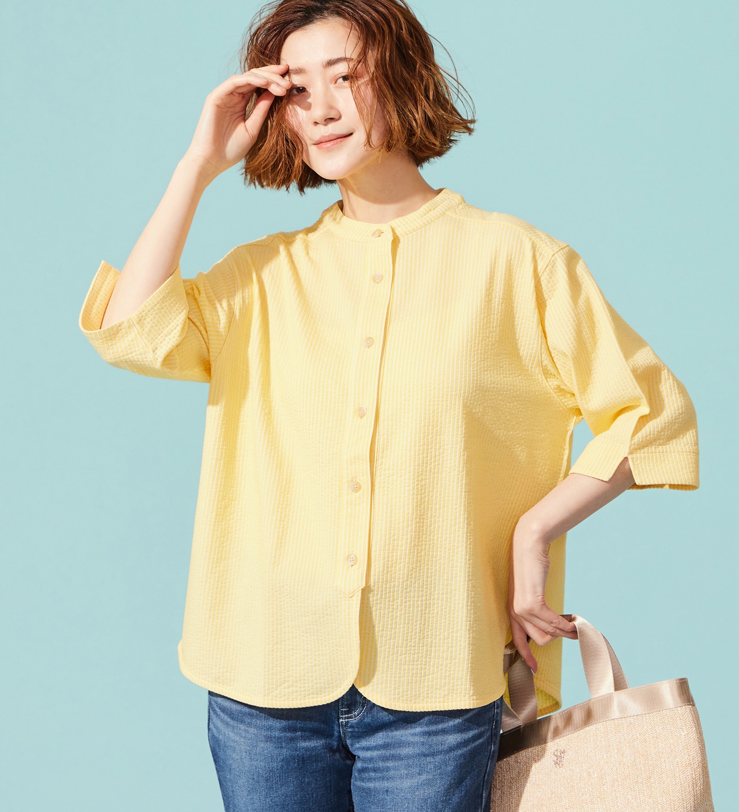 SOMETHING(サムシング)のSOMETHING バイオサッカーバンドカラーシャツ|トップス/シャツ/ブラウス/レディース|イエロー