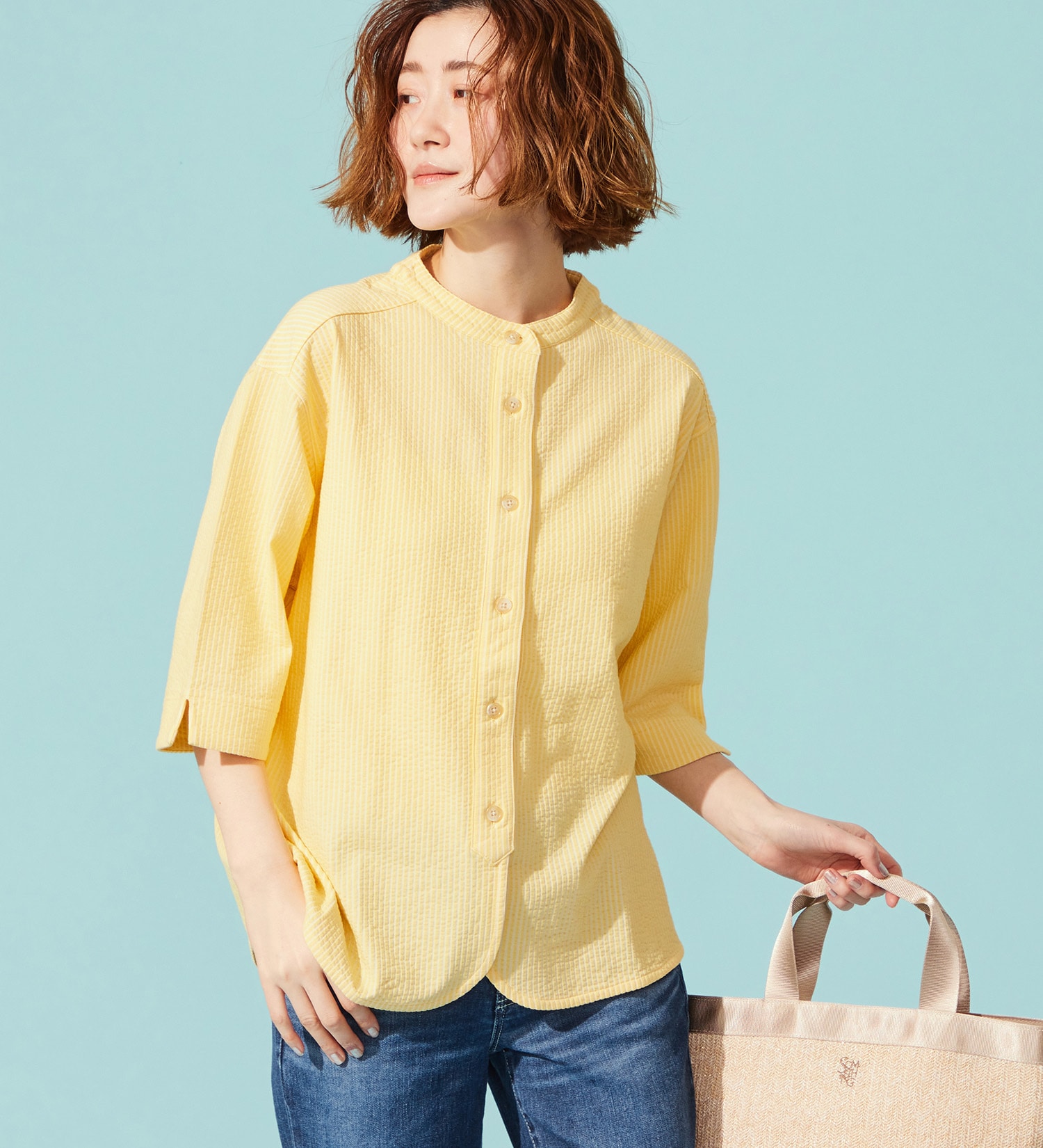 SOMETHING(サムシング)のSOMETHING バイオサッカーバンドカラーシャツ|トップス/シャツ/ブラウス/レディース|イエロー