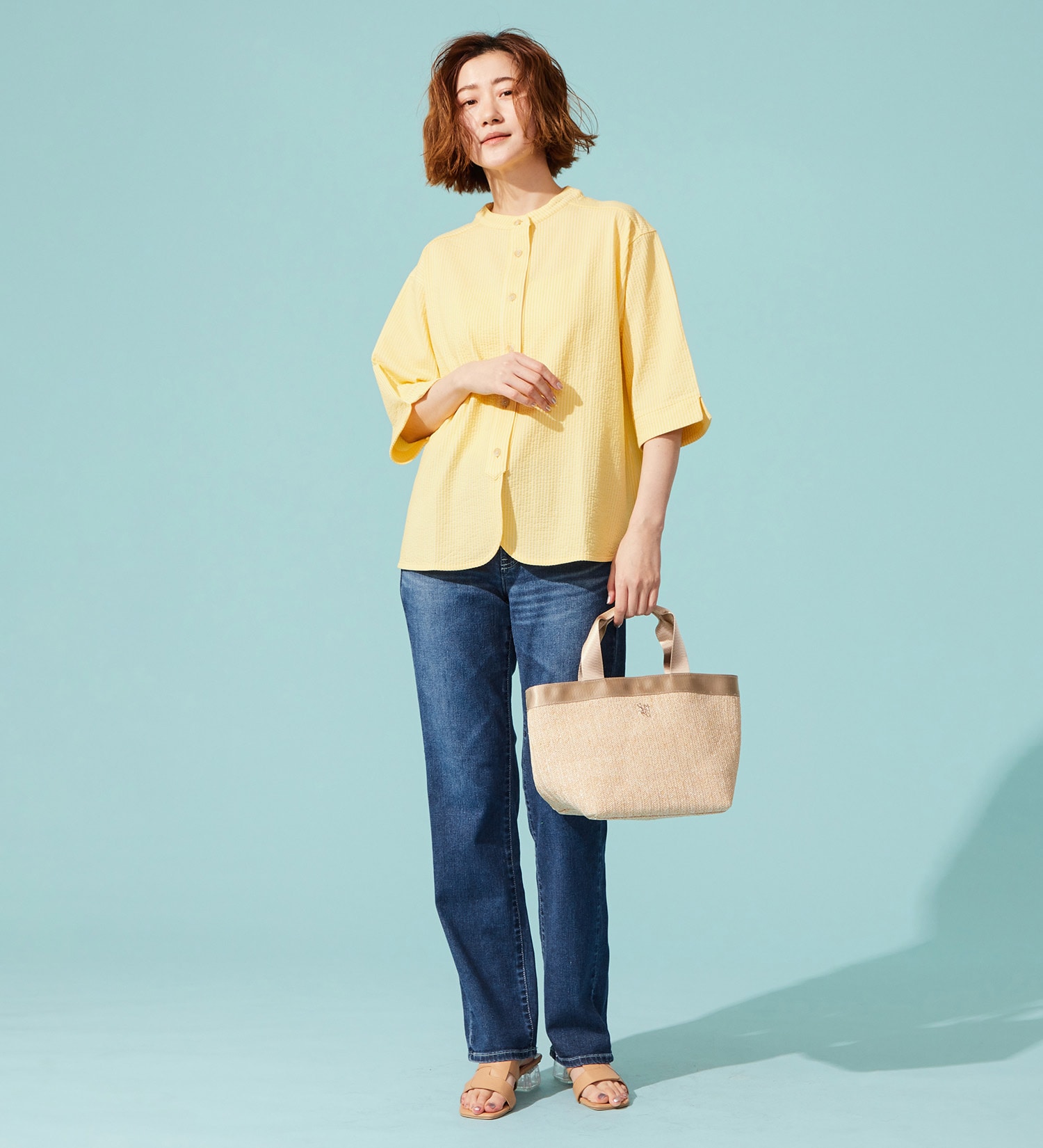 SOMETHING(サムシング)のSOMETHING バイオサッカーバンドカラーシャツ|トップス/シャツ/ブラウス/レディース|イエロー