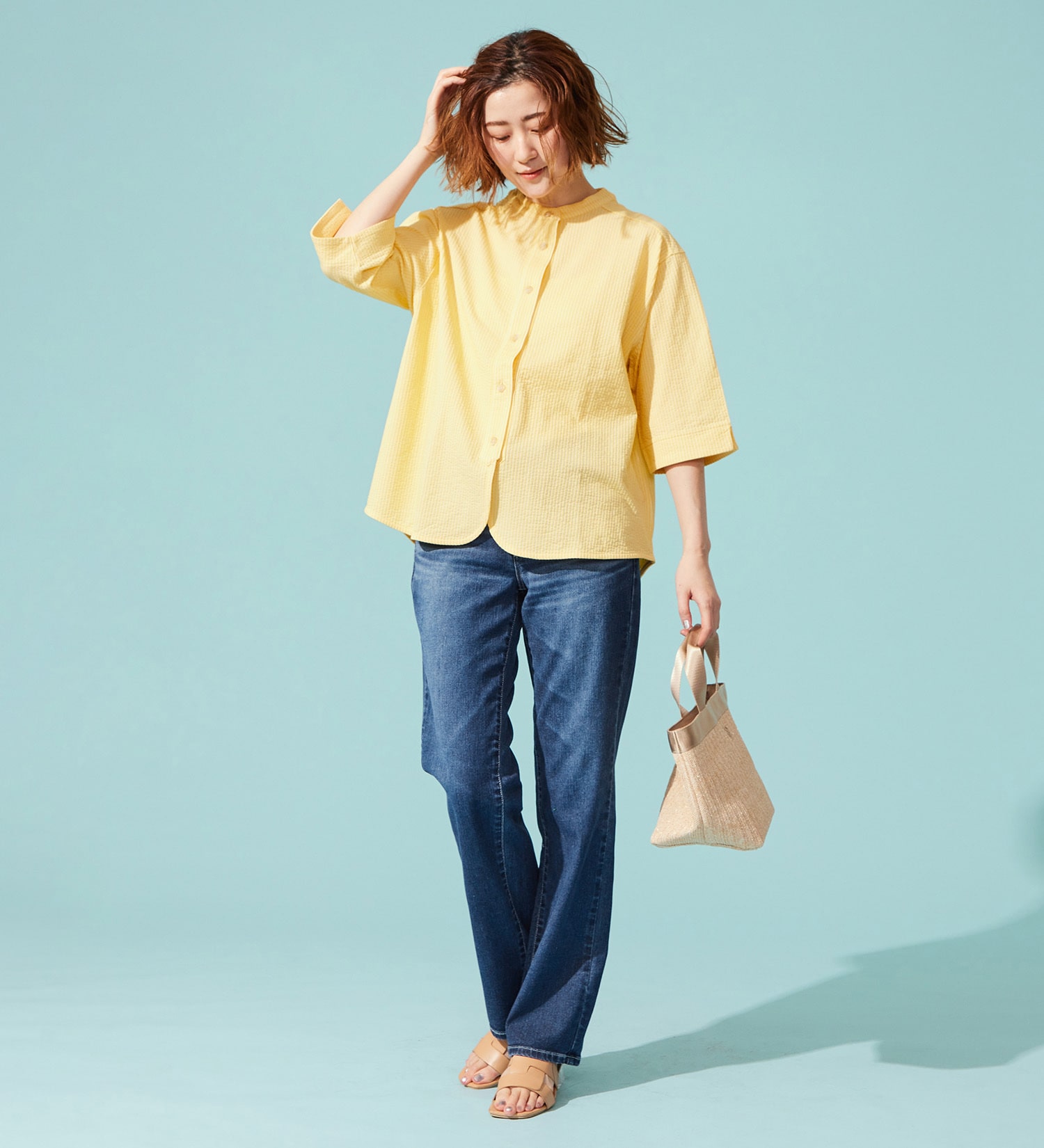 SOMETHING(サムシング)のSOMETHING バイオサッカーバンドカラーシャツ|トップス/シャツ/ブラウス/レディース|イエロー