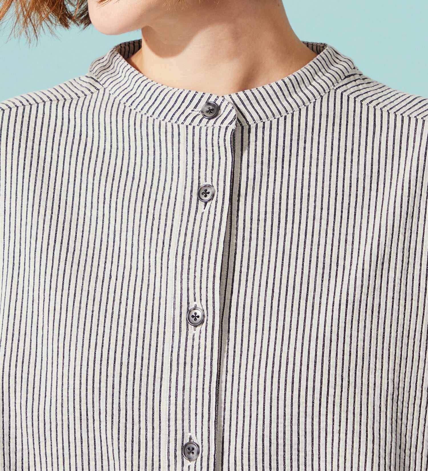 SOMETHING(サムシング)のSOMETHING バイオサッカーバンドカラーシャツ|トップス/シャツ/ブラウス/レディース|ホワイト×ブラック