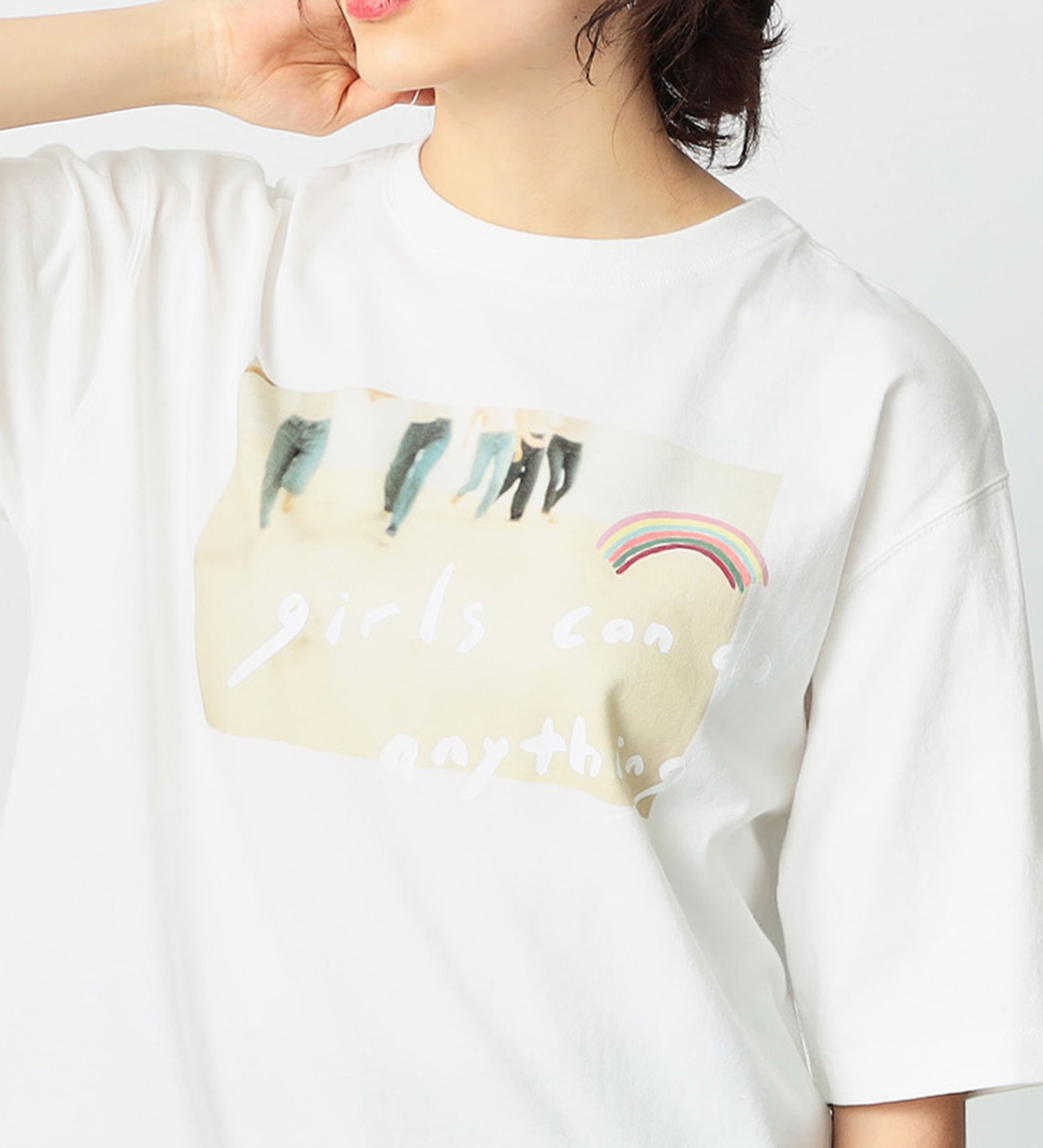 SOMETHING(サムシング)のSOMETHING TOKYO SOME GIRLS ハーフスリーブTシャツ|トップス/Tシャツ/カットソー/レディース|ホワイト