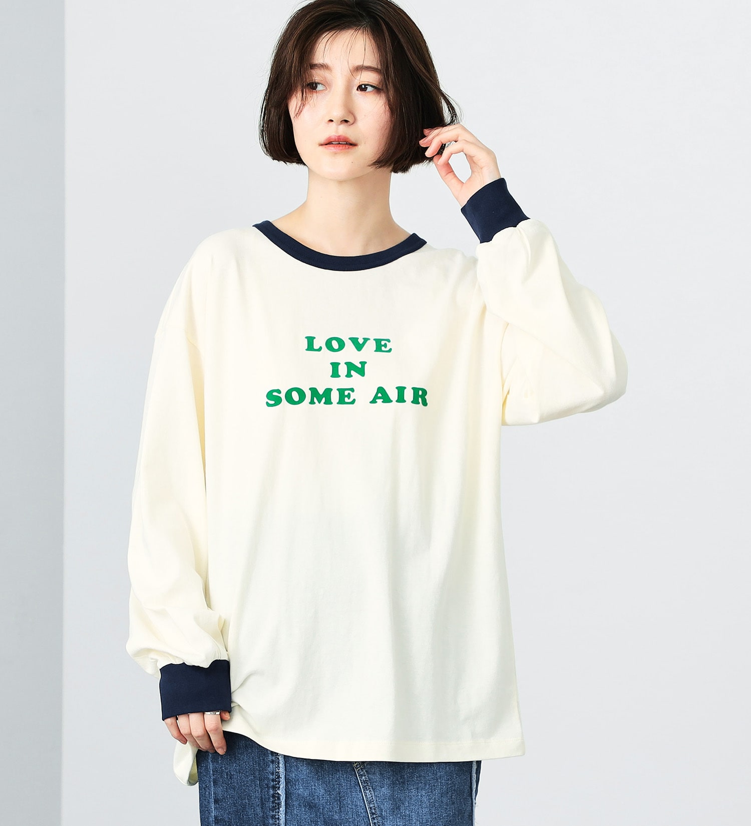 SOMETHING(サムシング)のSOMETHING 長袖リンガーTシャツ|トップス/Tシャツ/カットソー/レディース|グリーン
