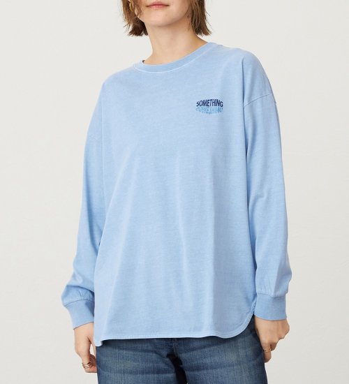 SOMETHING(サムシング)のSOMETHING　ラウンドヘム長袖Tシャツ/ロンT|トップス/Tシャツ/カットソー/レディース|ブルー